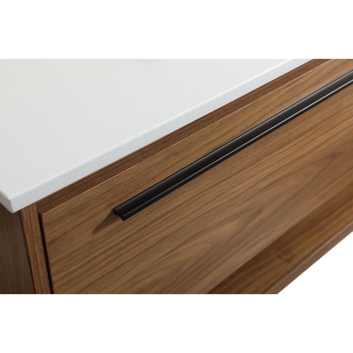 Shown in Walnut Brown finish and With Backsplash accent