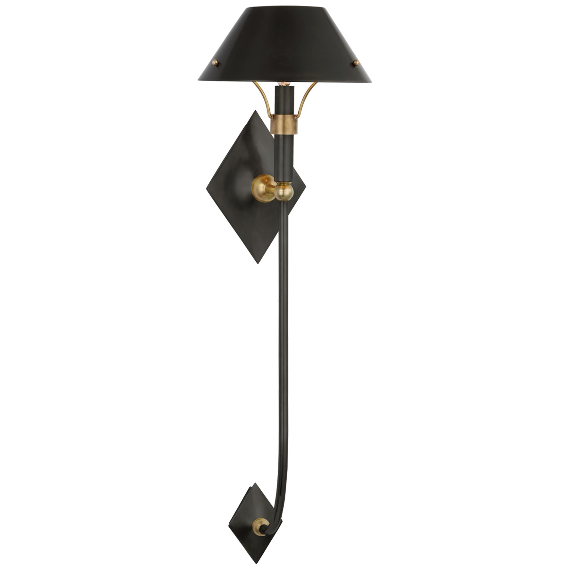 Shown in Bronze And Hand-Rubbed Antique Brass finish and Bronze shade