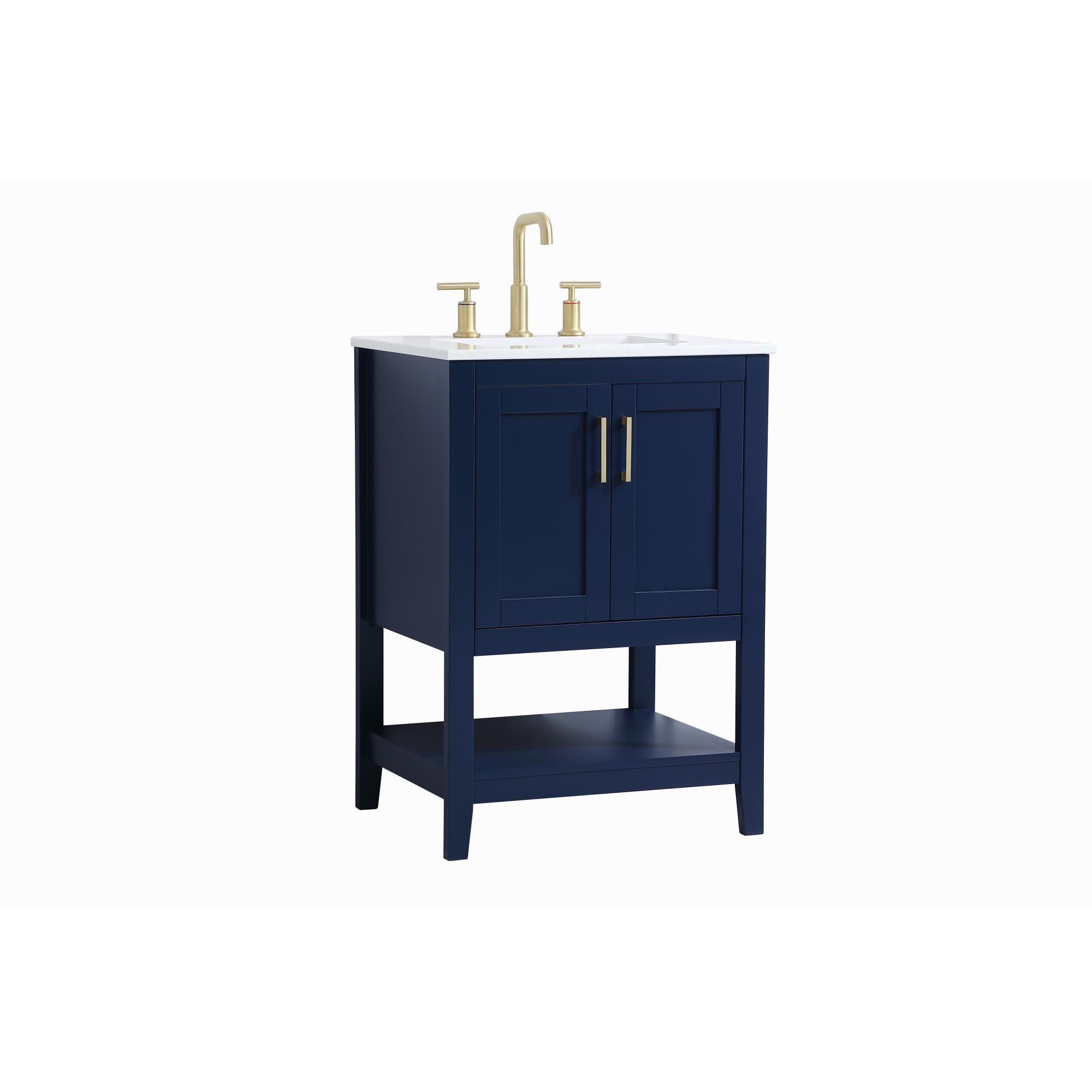 Shown in Blue And Gold With Calacatta Quartz finish