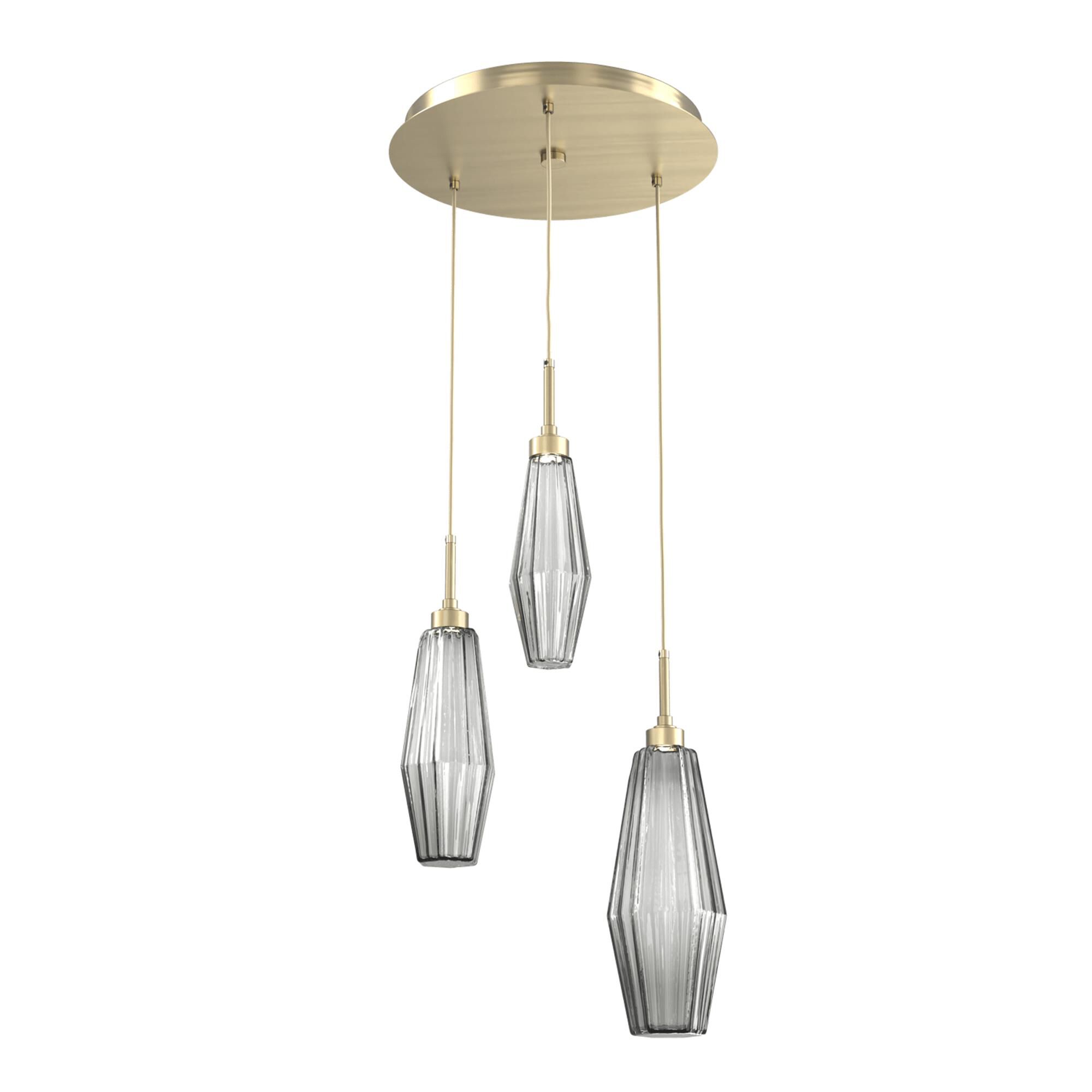 Shown in Novel Brass finish and Optic Rib Smoke glass