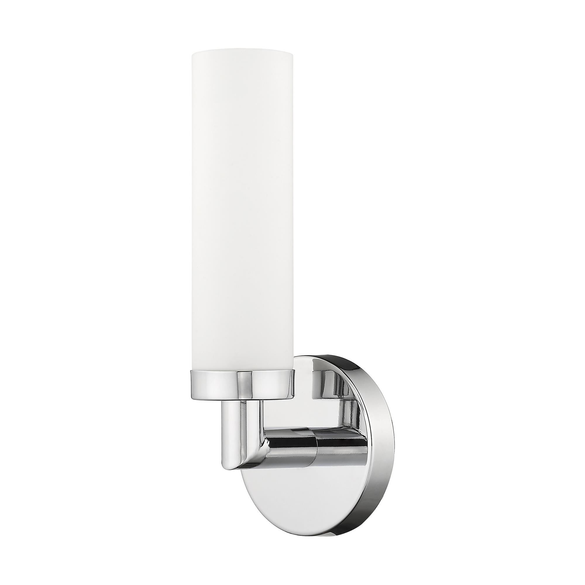 Shown in Chrome finish and Satin Opal White Hand Blown Twist Lock Cylinder glass