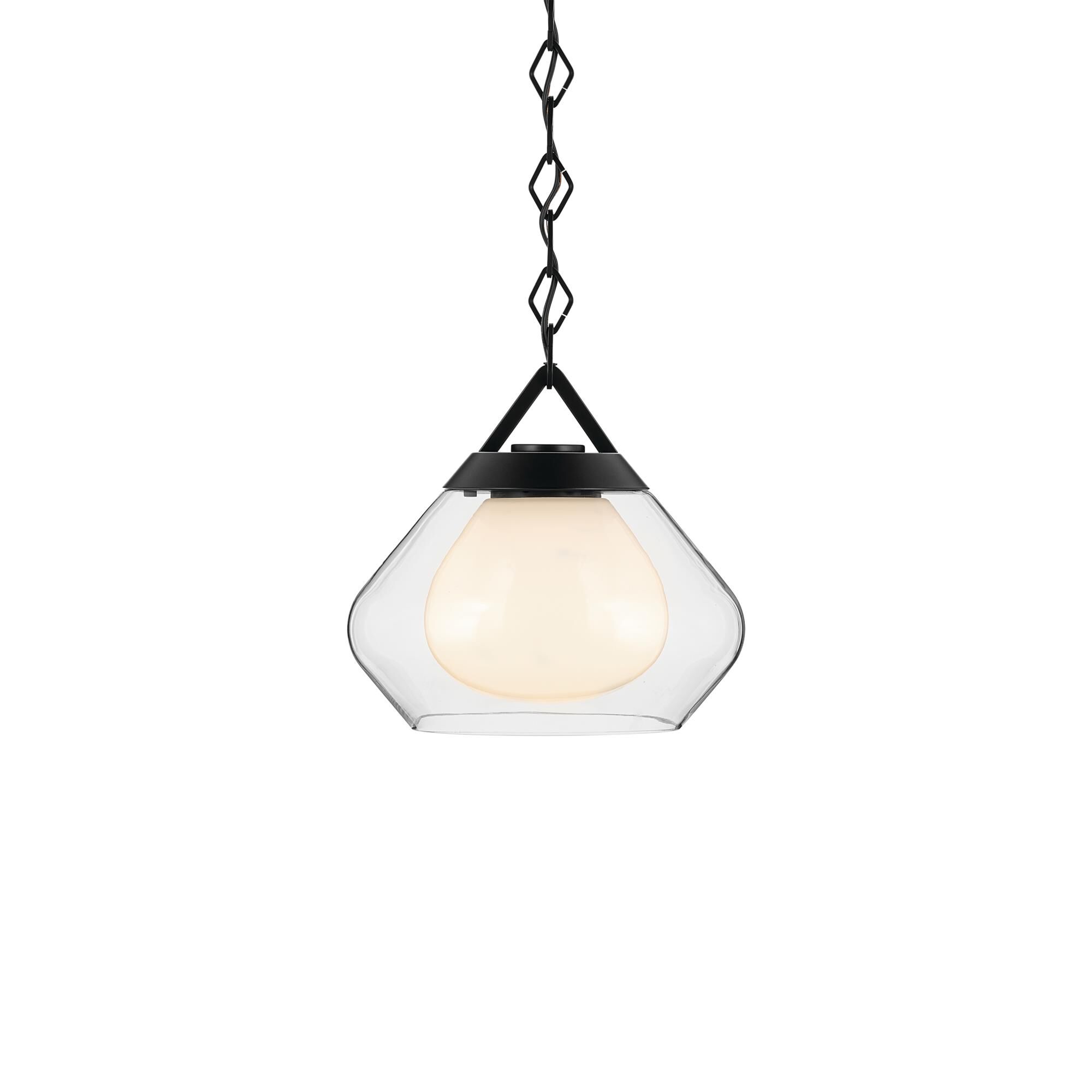 Shown in Black finish and Clear Outer Glass with Opal Interior glass