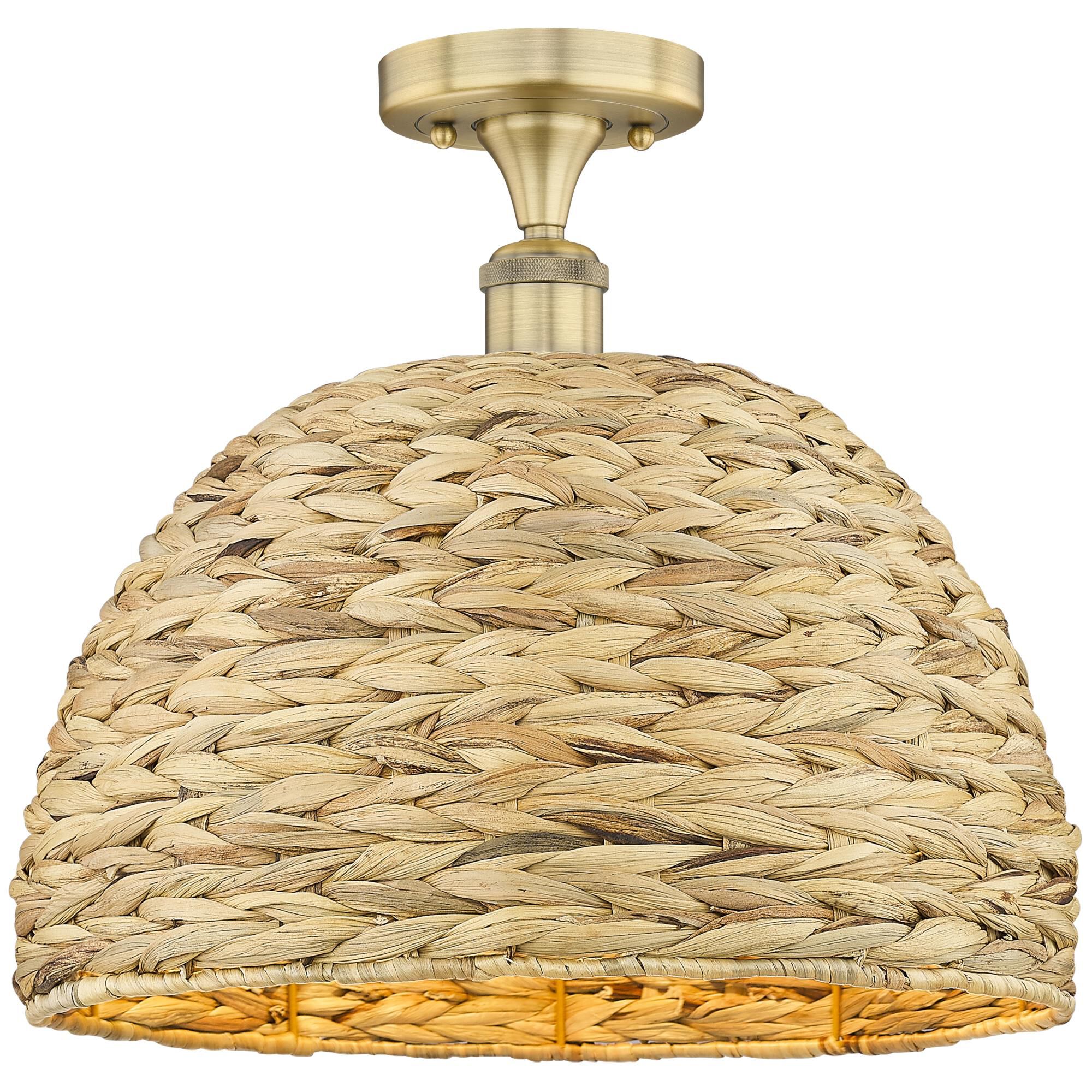 Bruno Marashlian Woven Rattan 16 Inch Semi Flush Mount by Innovations Lighting