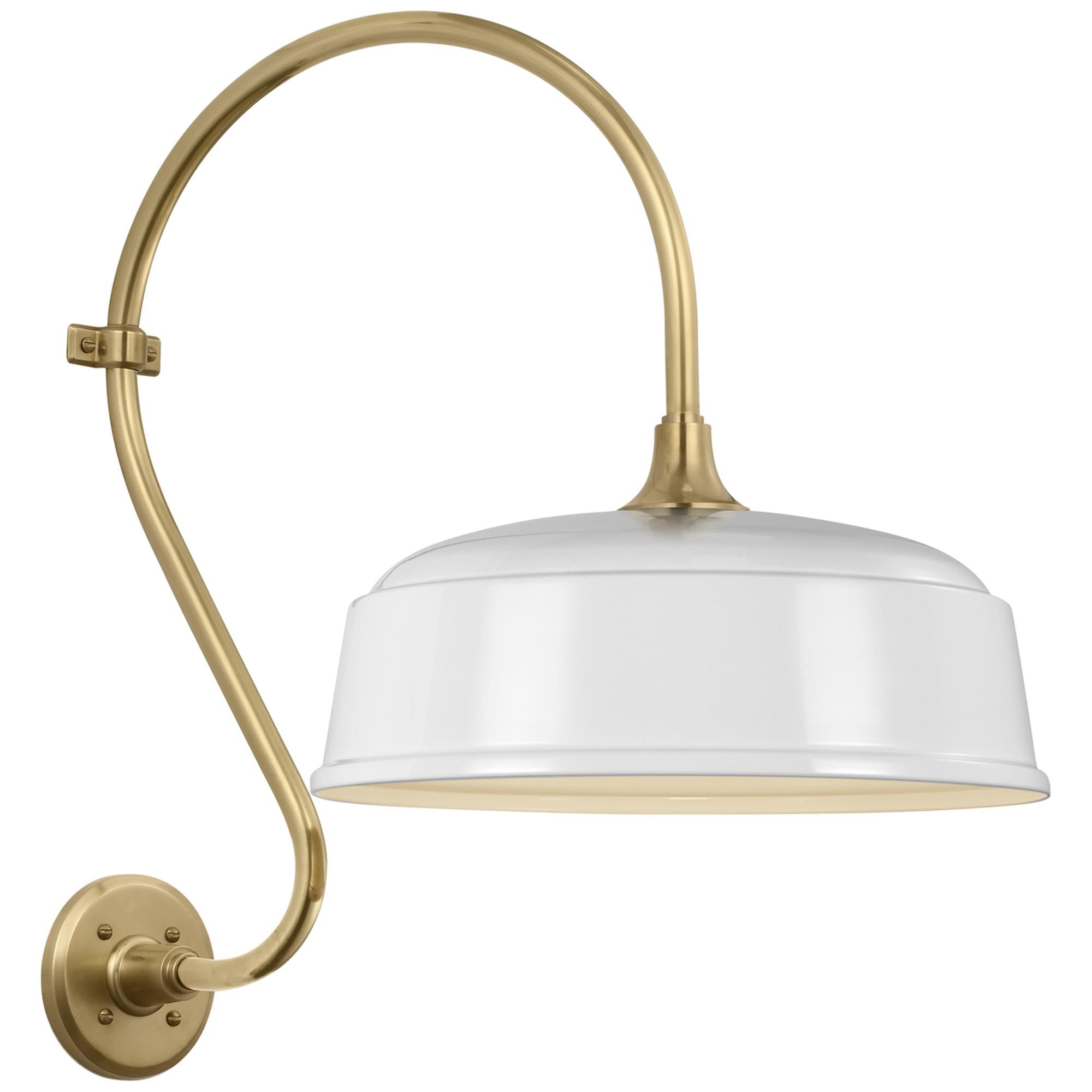 Shown in Hand-Rubbed Antique Brass finish and White Rockhouse shade