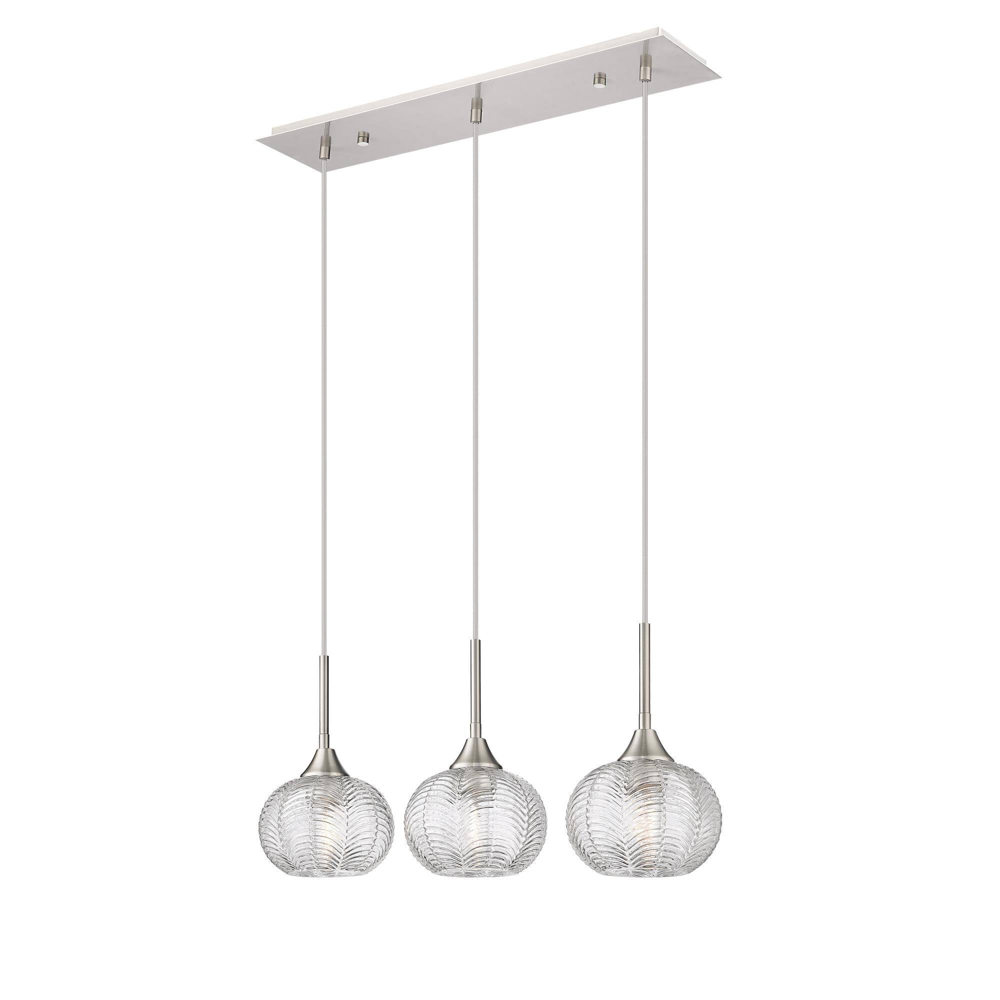 Shown in Satin Nickel finish and Clear shade