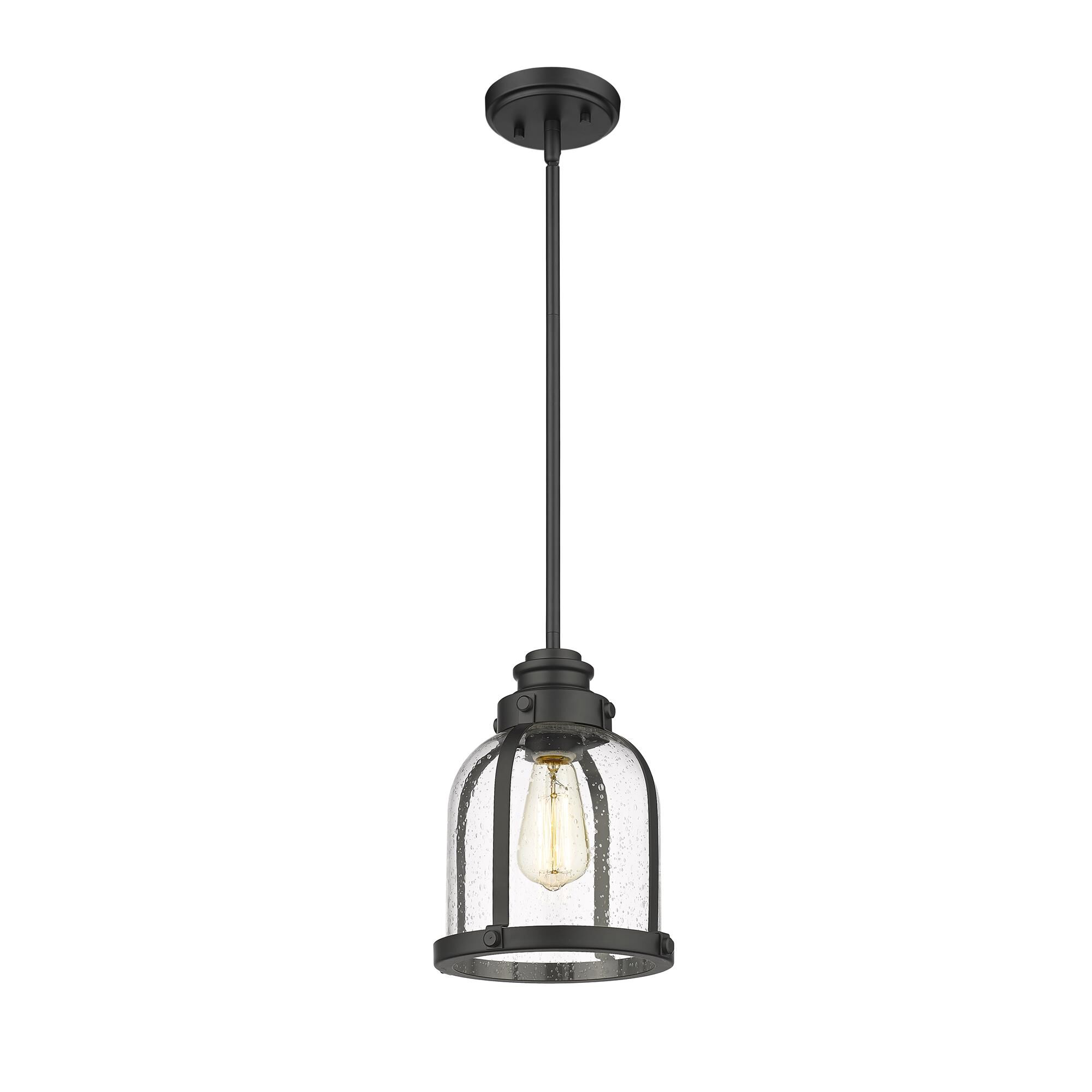 Shown in Matte Black finish and Glass shade