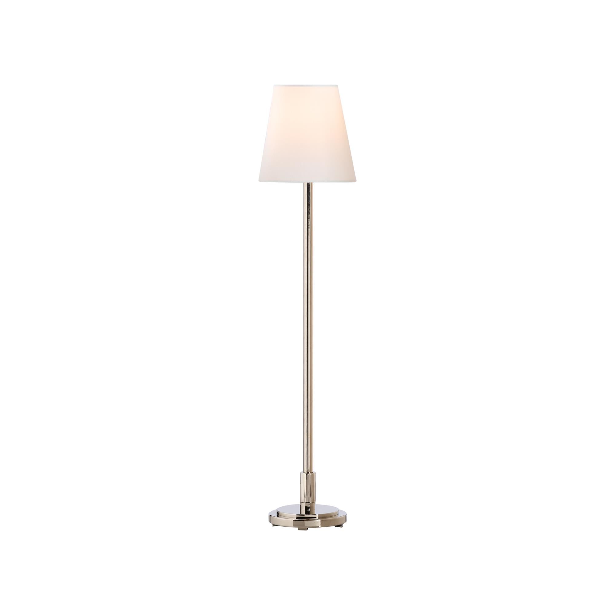 Shown in Silver finish and Linen shade