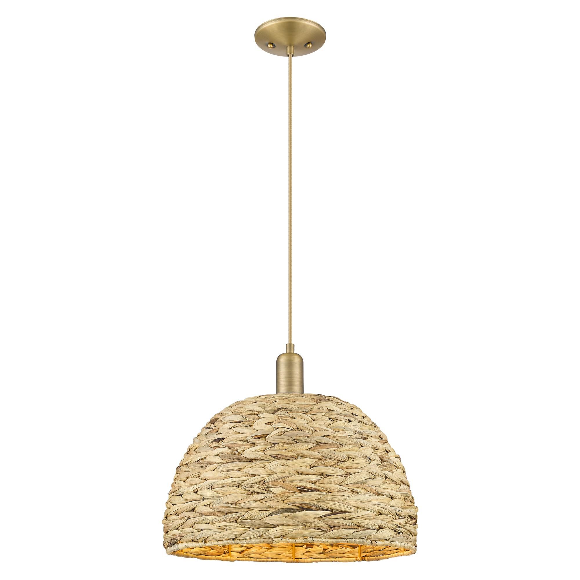 Shown in Brushed Brass finish and Natural shade