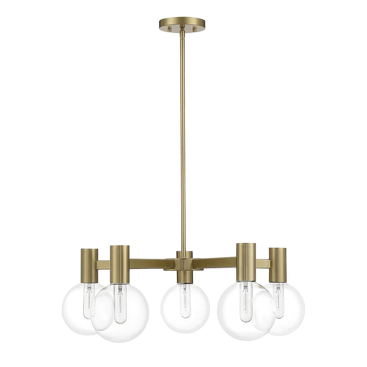 Shown in Warm Brass finish and Clear glass