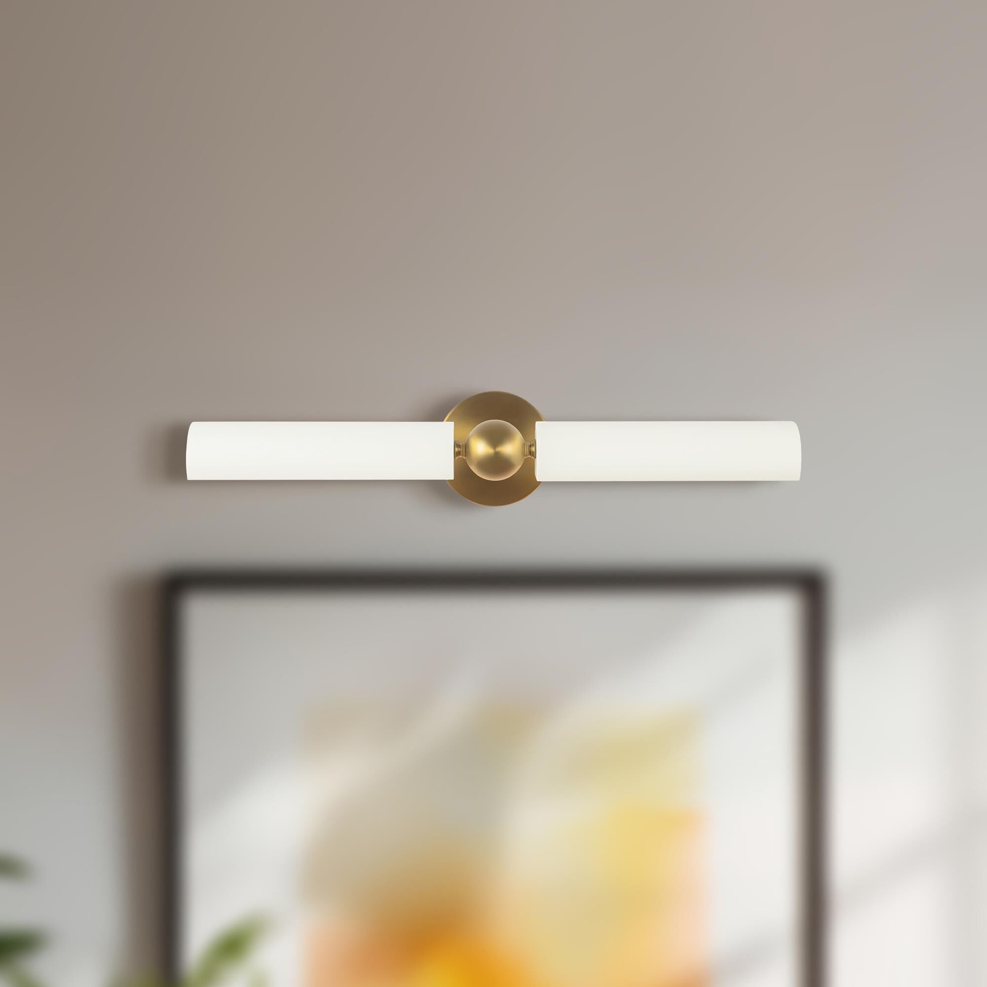 Shown in Brushed Gold and White finish and Steel shade