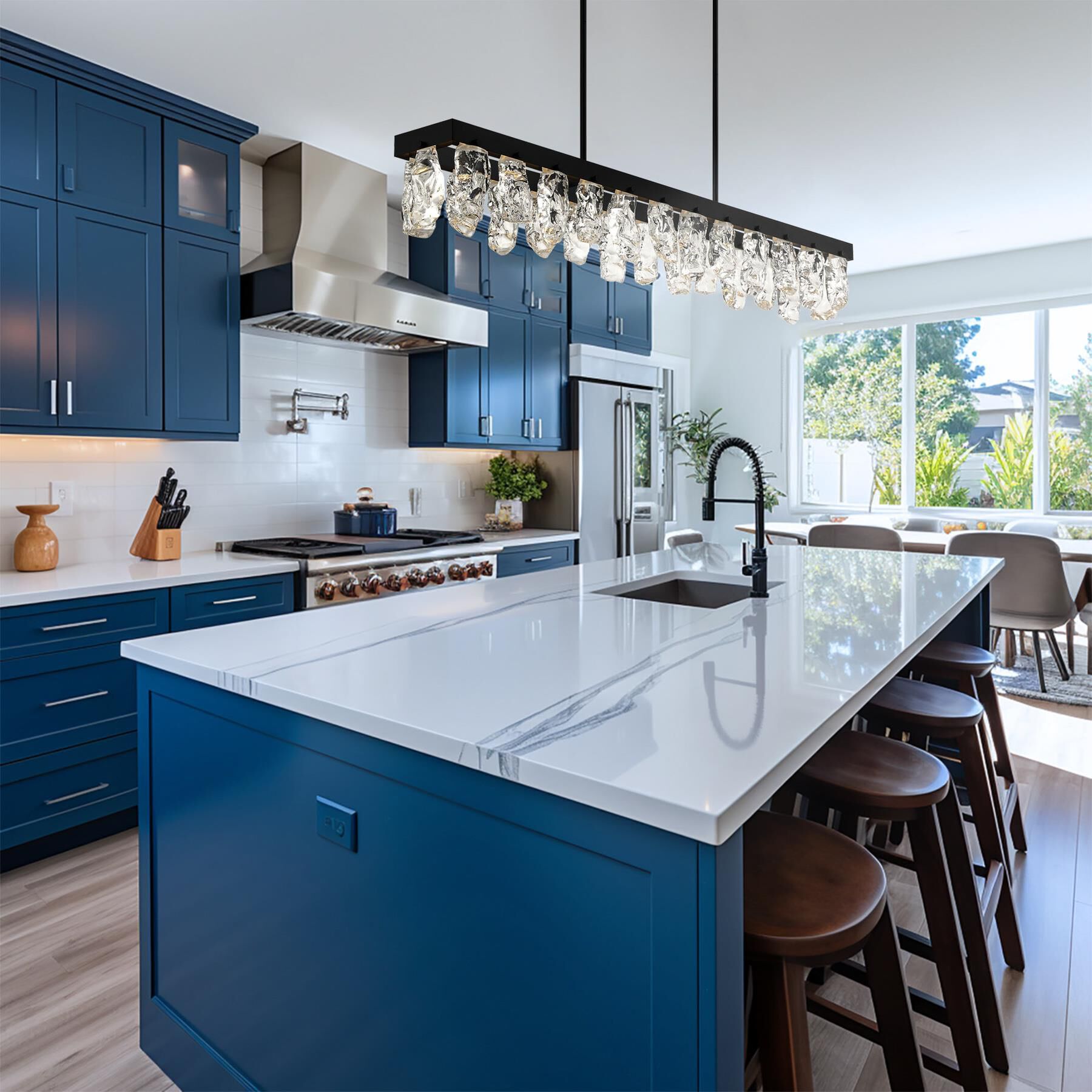 Shown in Coal finish and Faux Rock Crystal glass