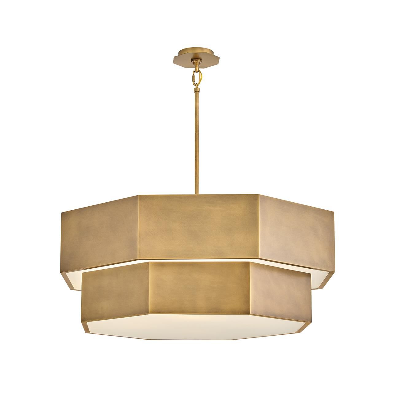 Shown in Heritage Brass finish and Etched glass