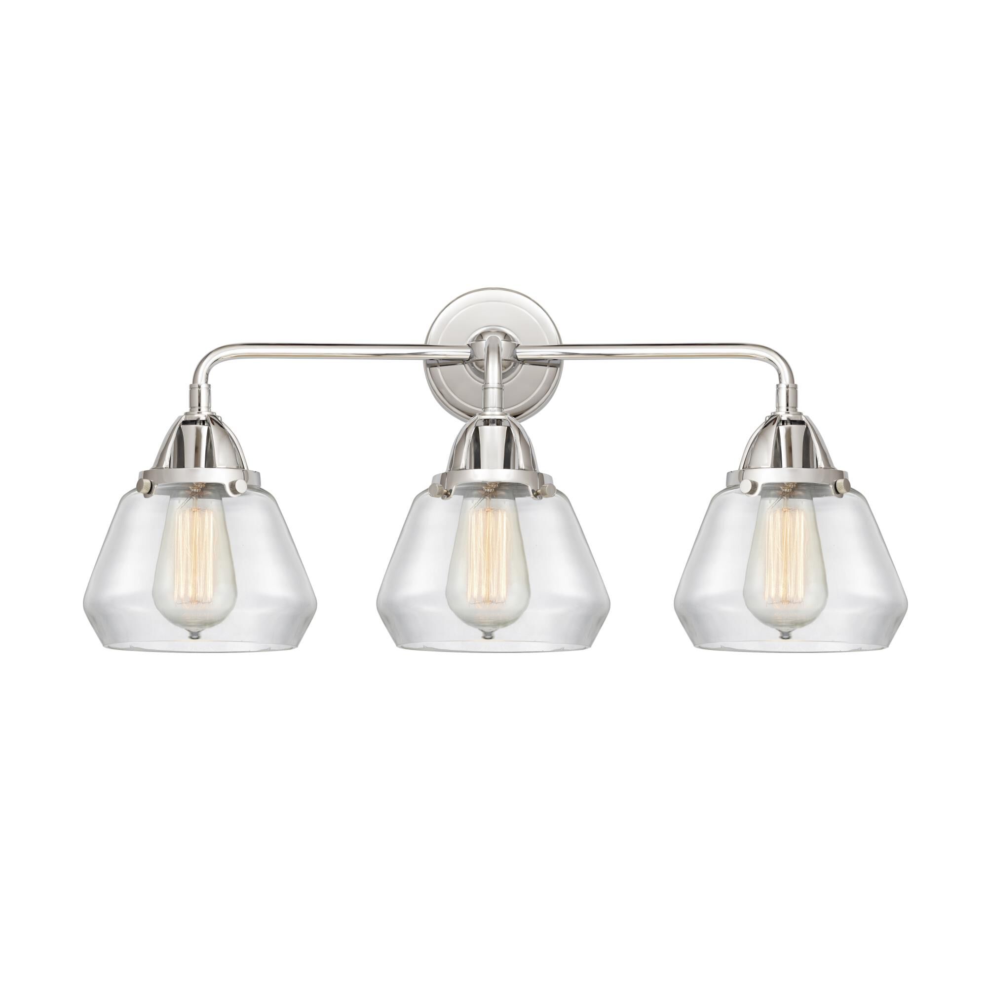 Shown in Polished Chrome finish and Clear Fulton glass and No Shade shade