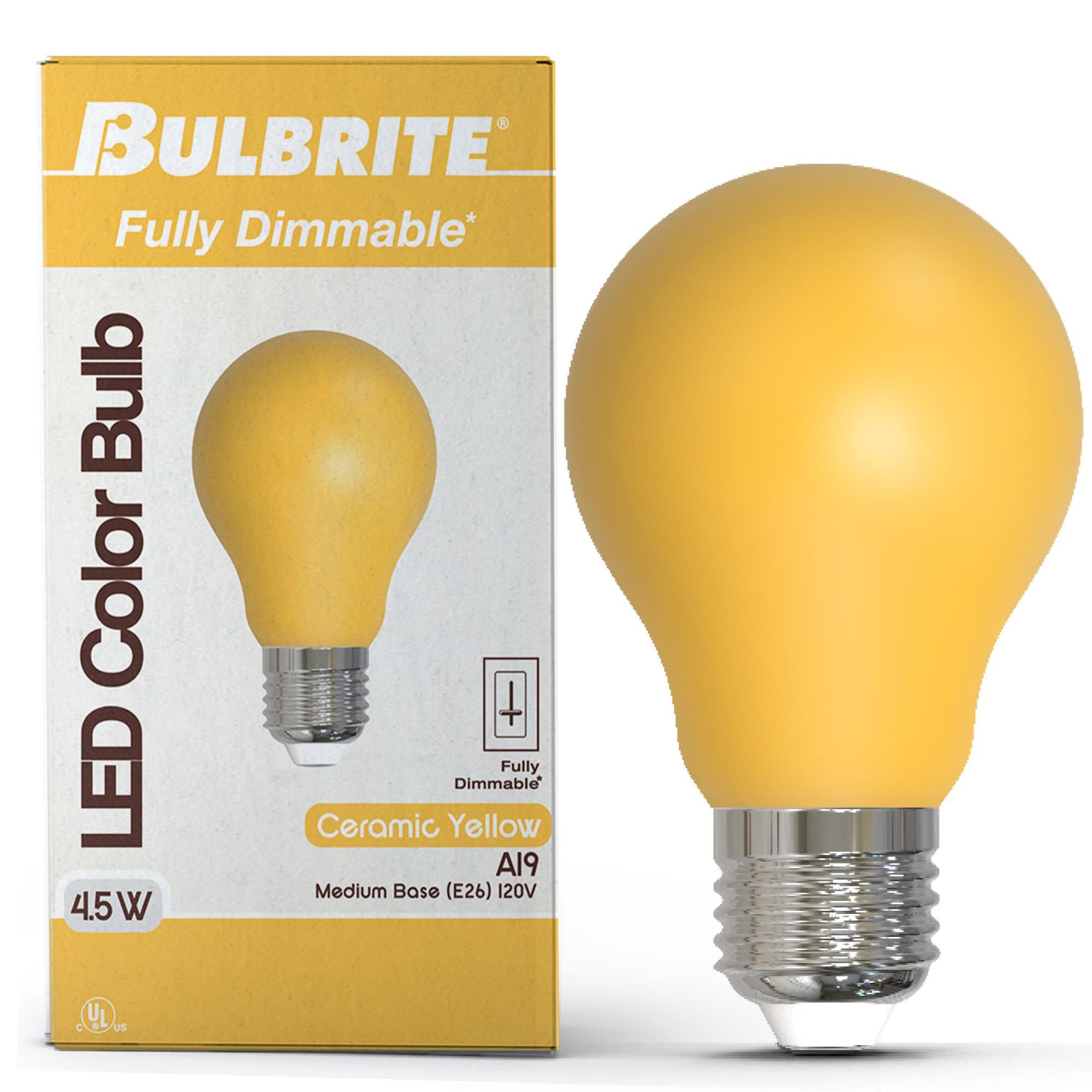 Ceramic Yellow A19 Base E26 LED Light Bulb by Bulbrite