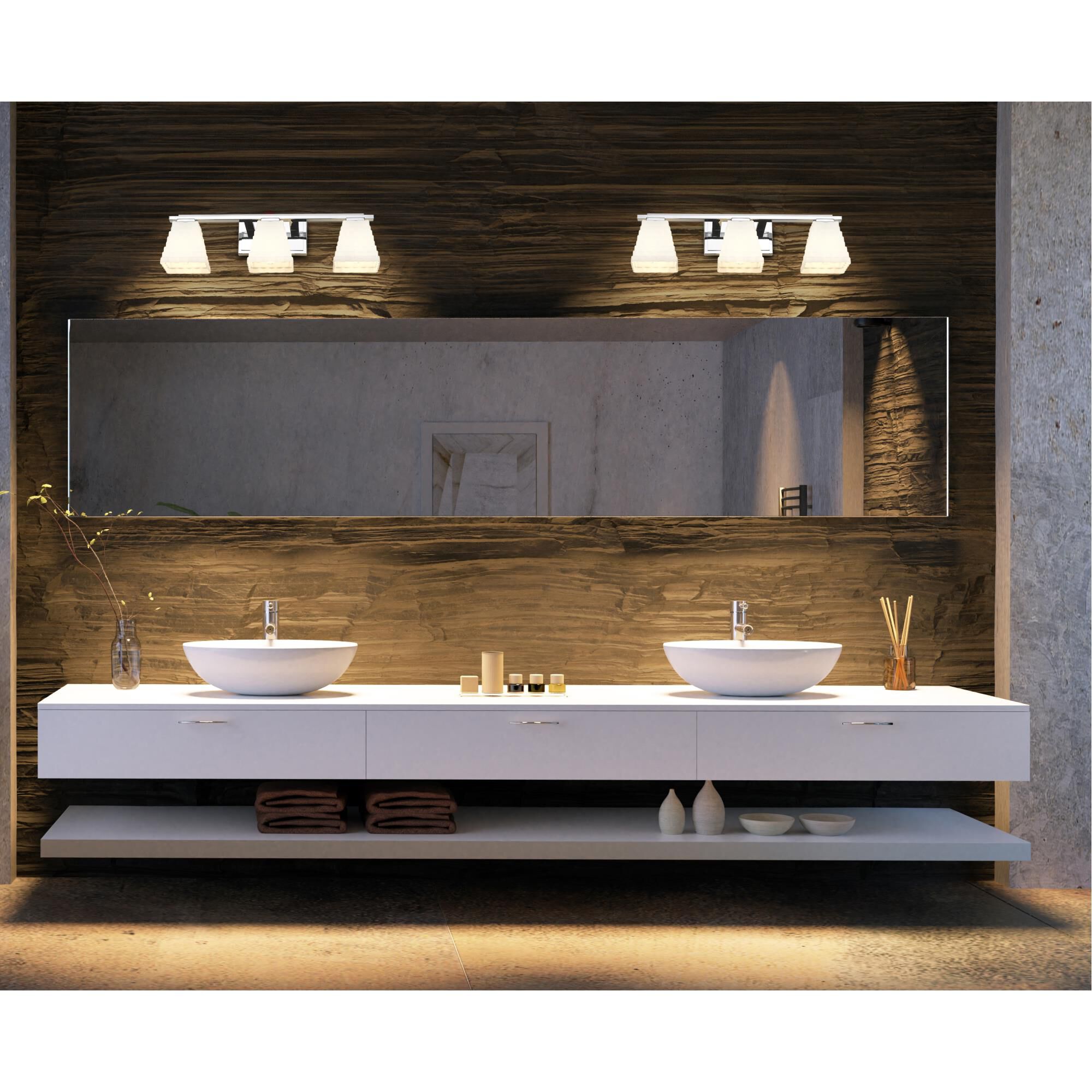 Shown in Chrome finish and Matte Opal glass and Matte Opal shade