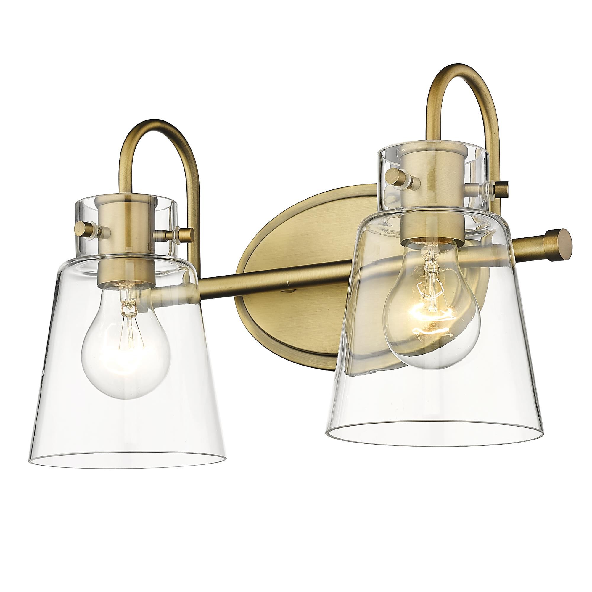 Shown in Antique Brass finish and Clear Glass shade