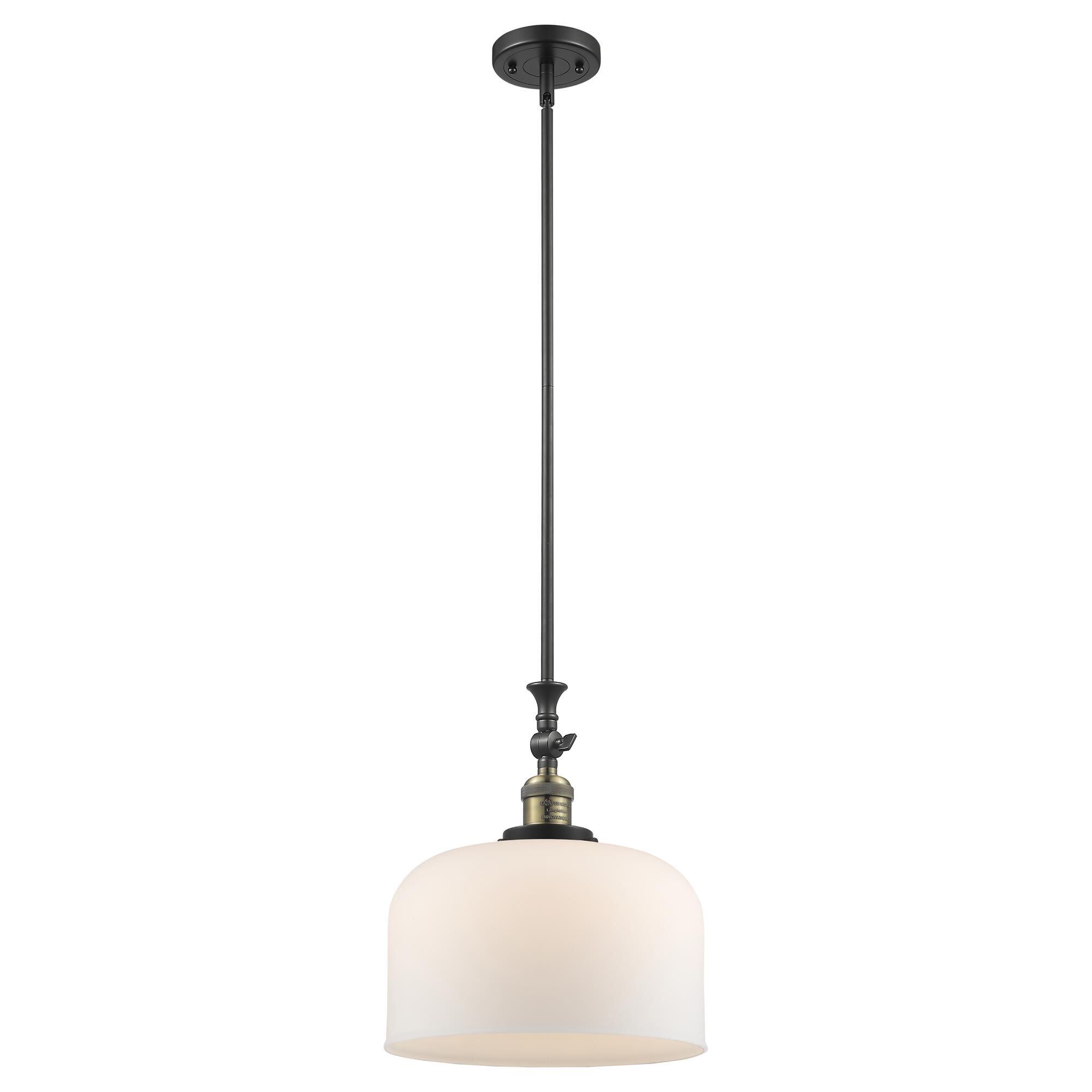 Shown in Black Antique Brass finish and Frosted glass