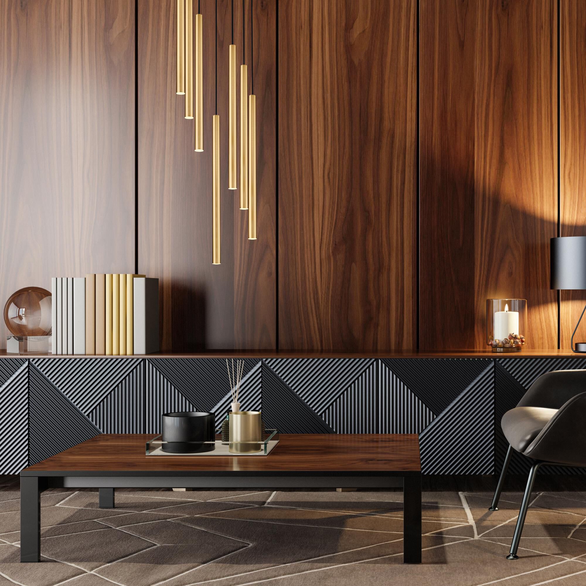 Shown in Modern Gold finish and Modern Gold glass and Modern Gold shade