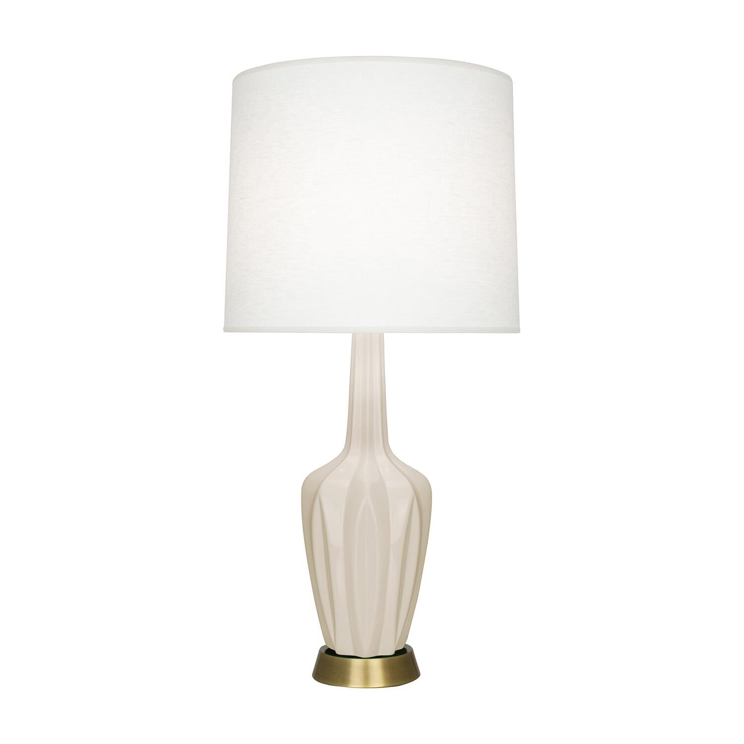 Shown in Bone finish and Off White shade and Warm Brass accent