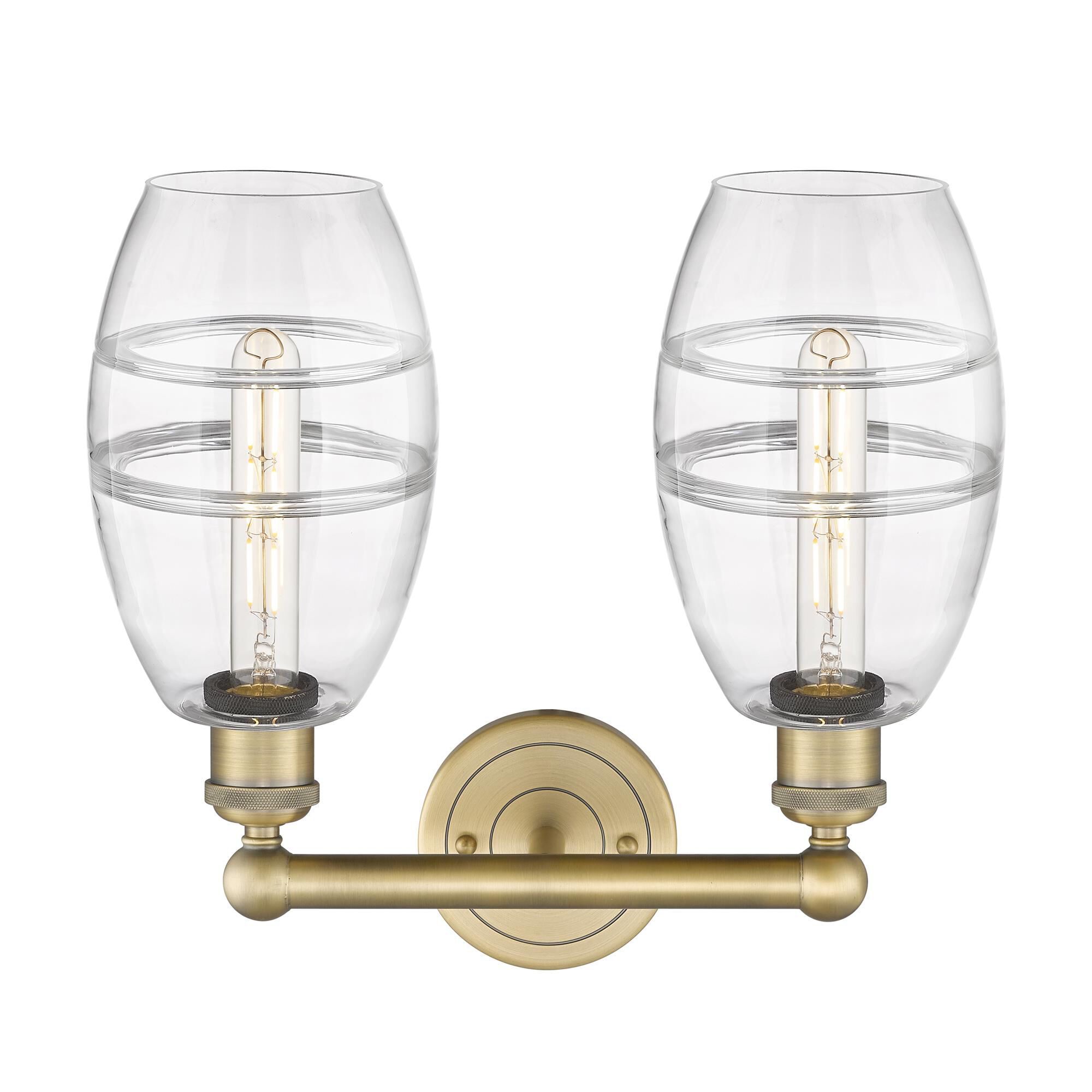 Shown in Brushed Brass finish and Clear glass
