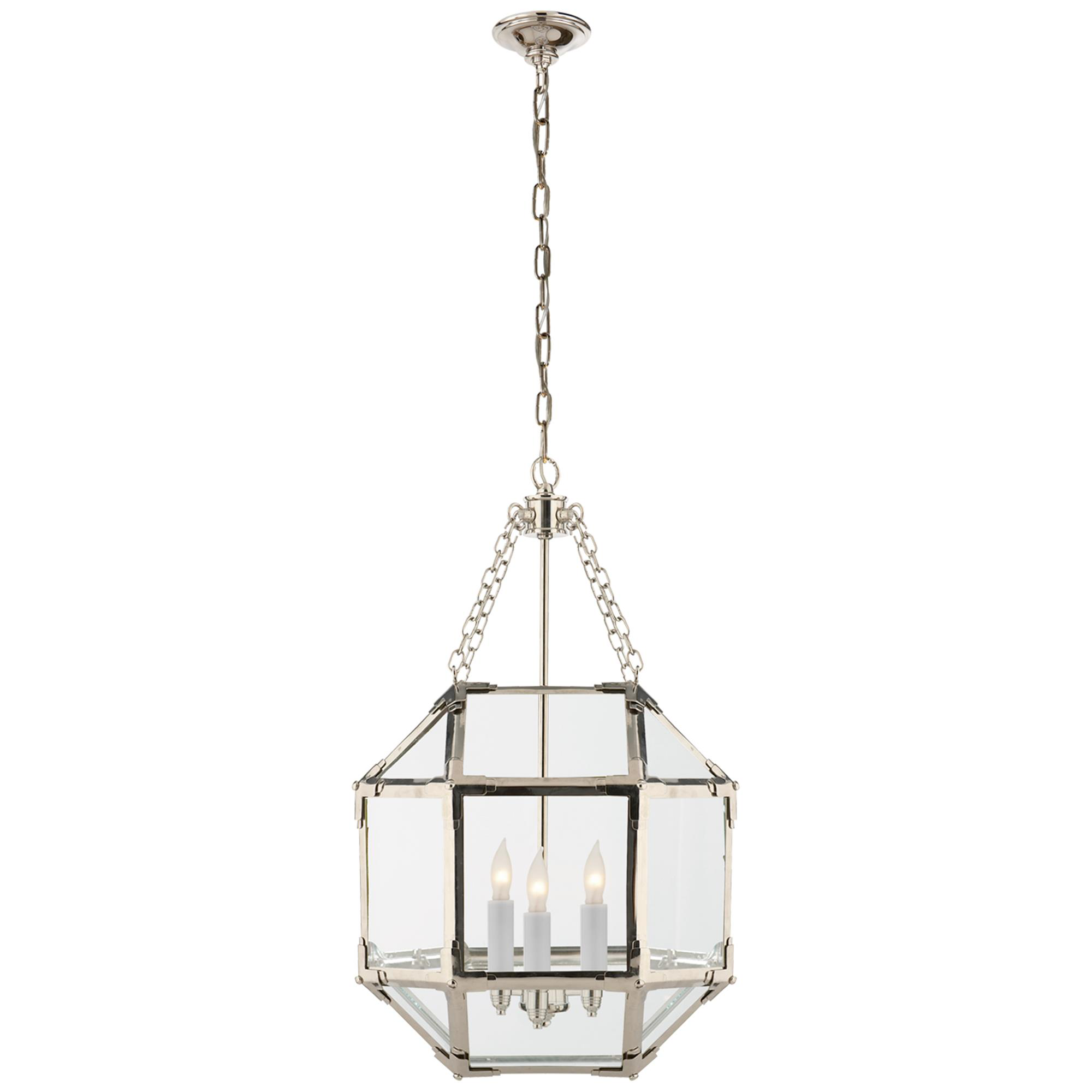Shown in Polished Nickel finish and Clear glass