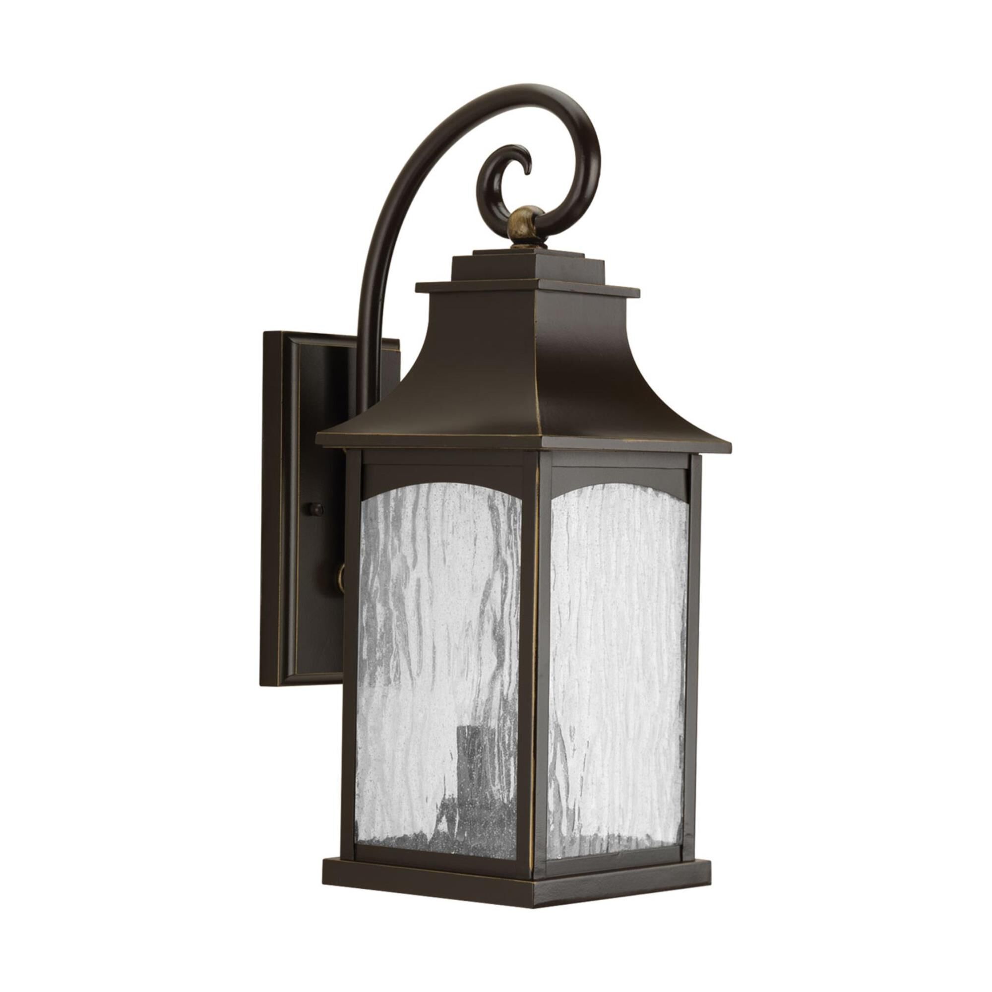 Shown in Oil Rubbed Bronze finish and Water Seeded glass