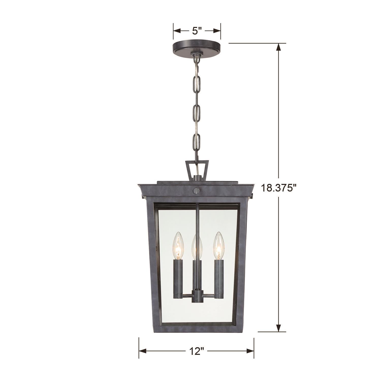 Belmont 18 Inch Tall 3 Light Outdoor Hanging Lantern by Crystorama