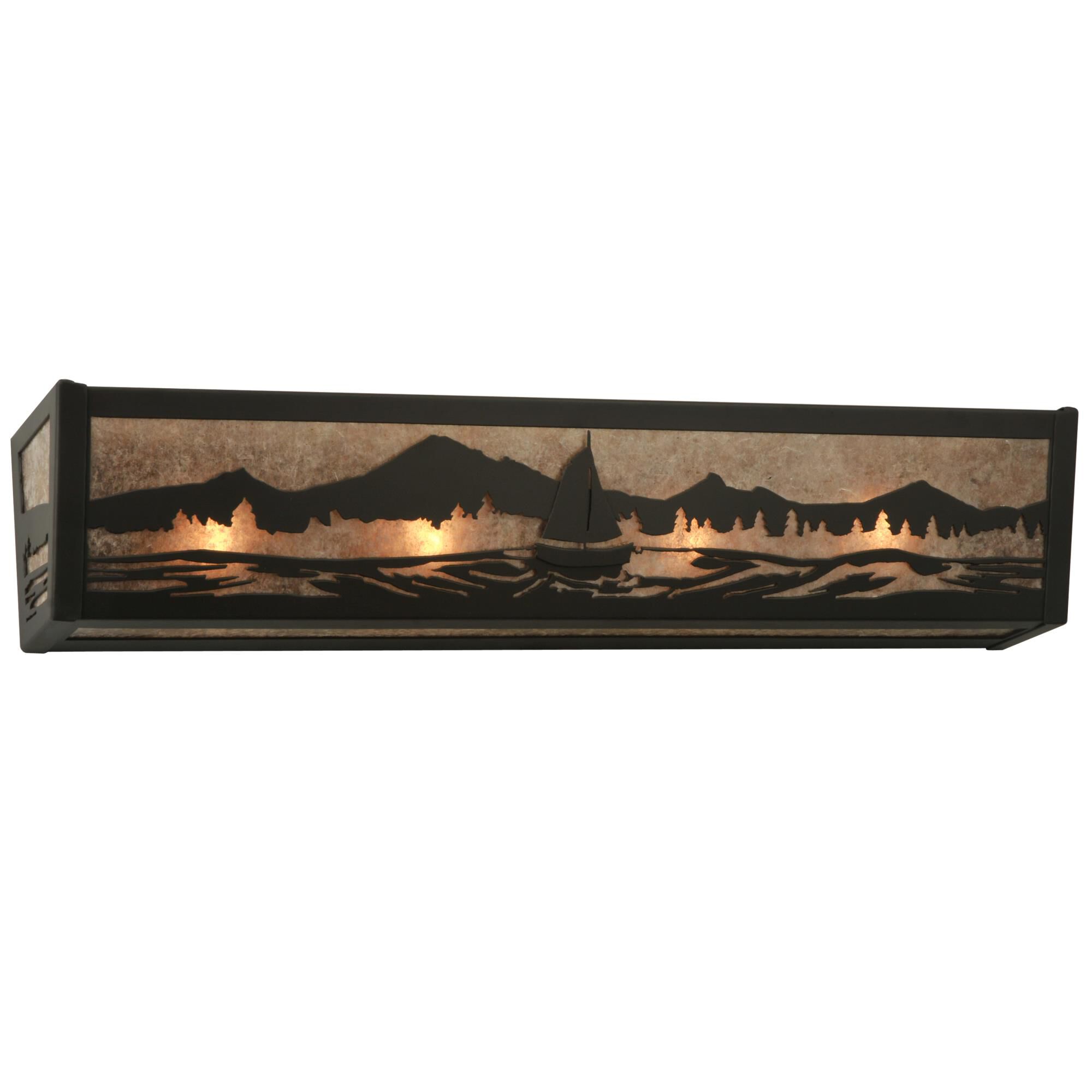 Shown in Oil Rubbed Bronze finish and Silver Mica glass