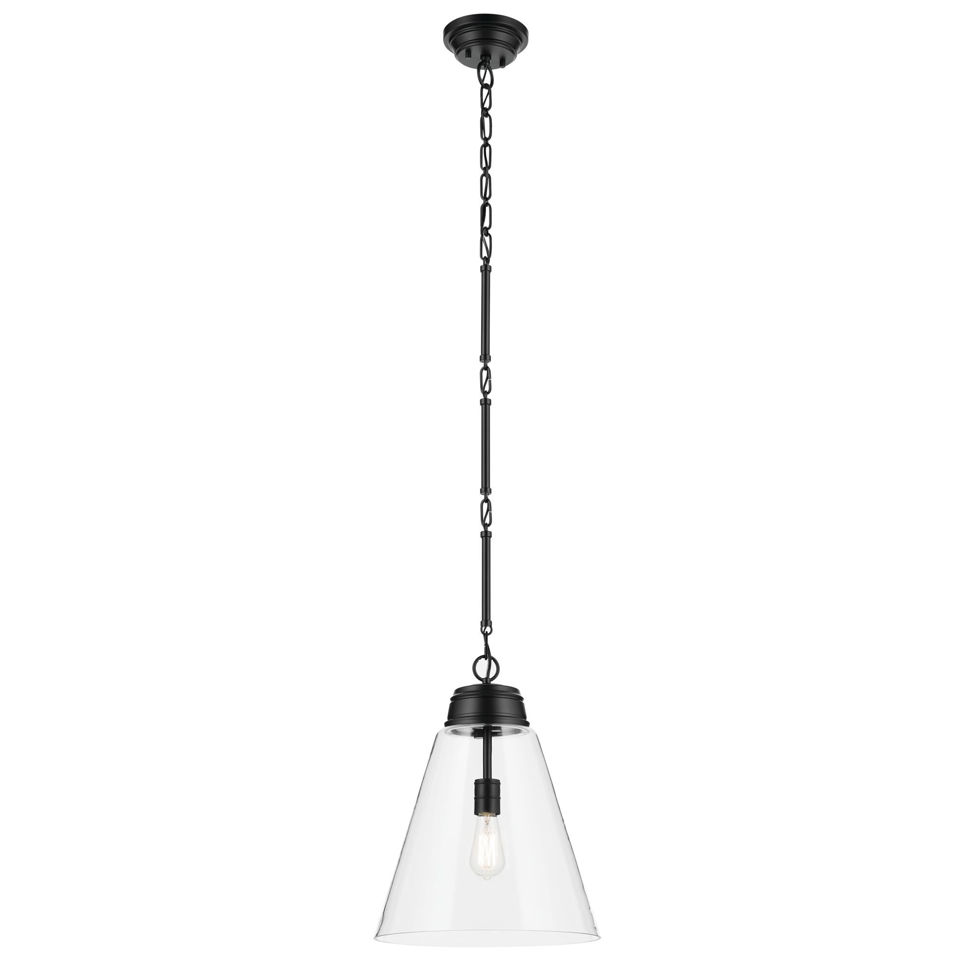 Shown in Black finish and Clear glass