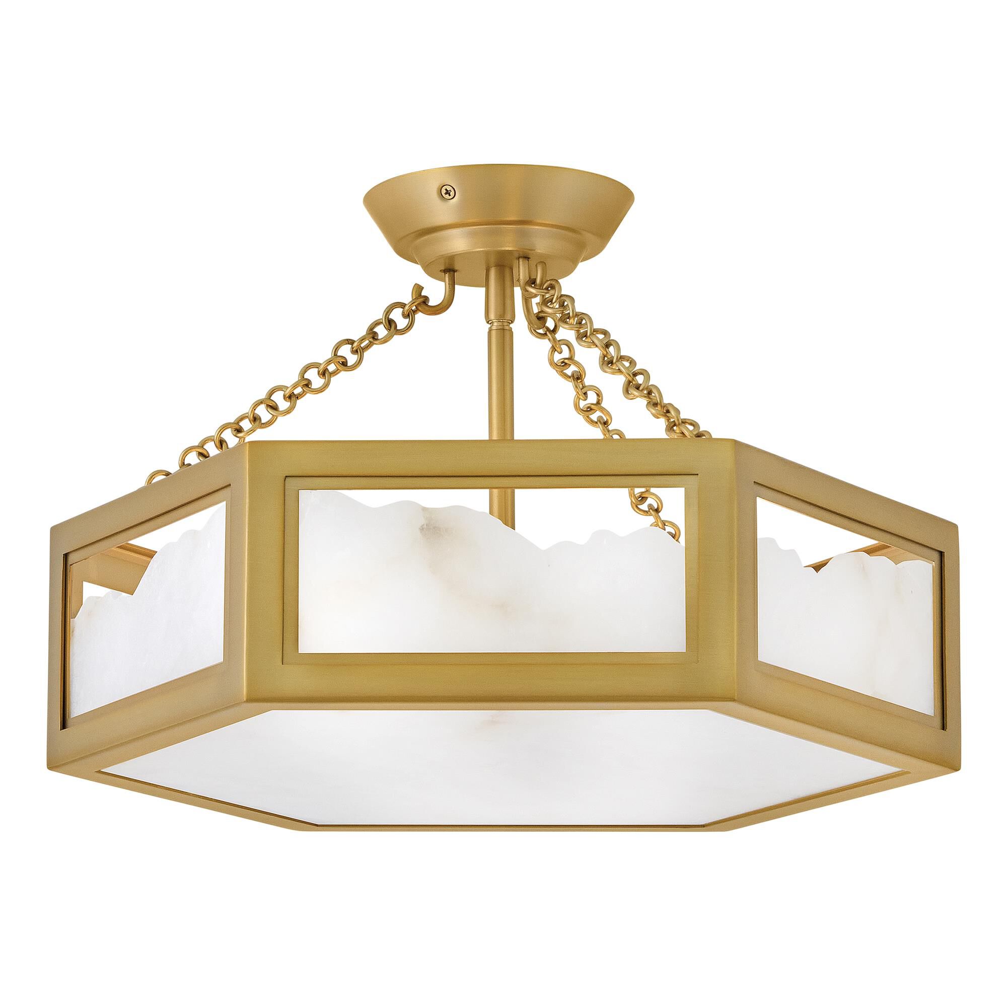 Shown in Lacquered Brass finish and Alabaster glass