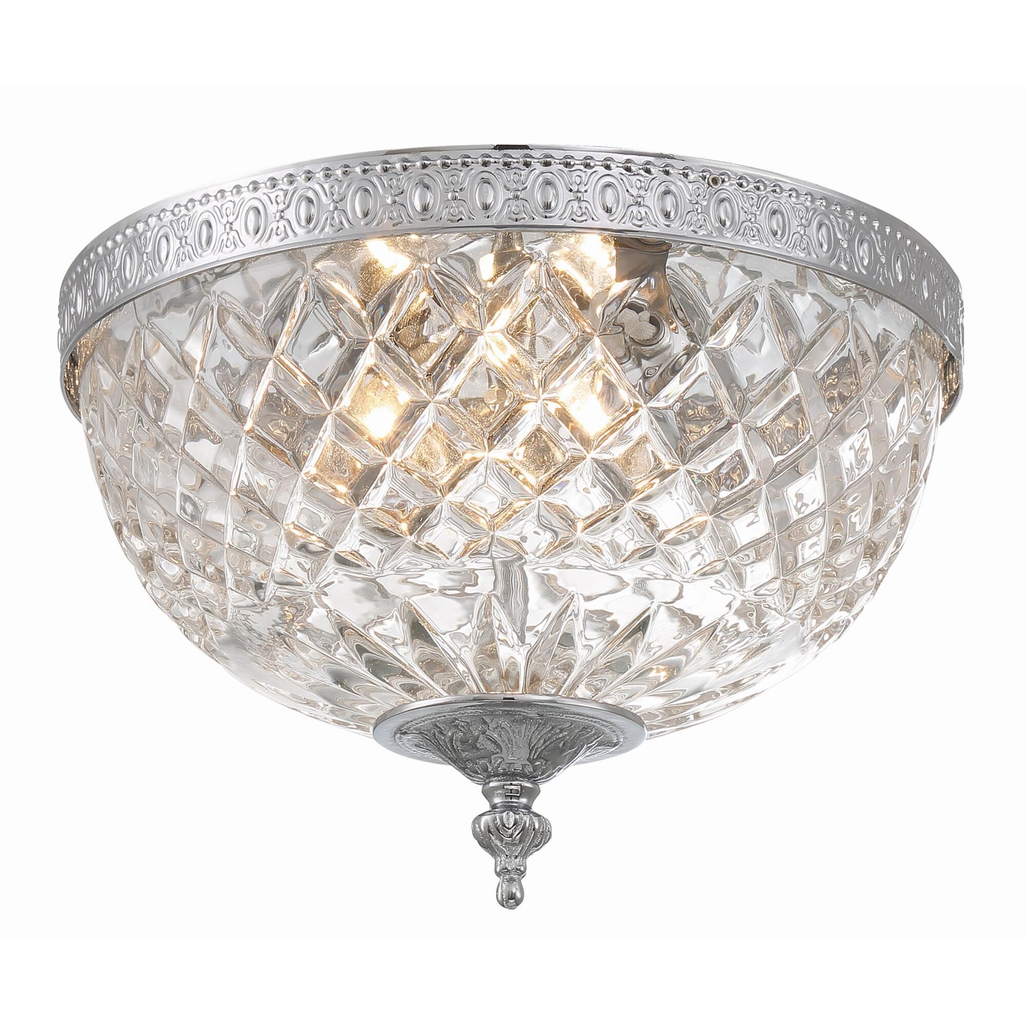 Shown in Polished Chrome finish and Lead Crystal glass and Lead Crystal shade