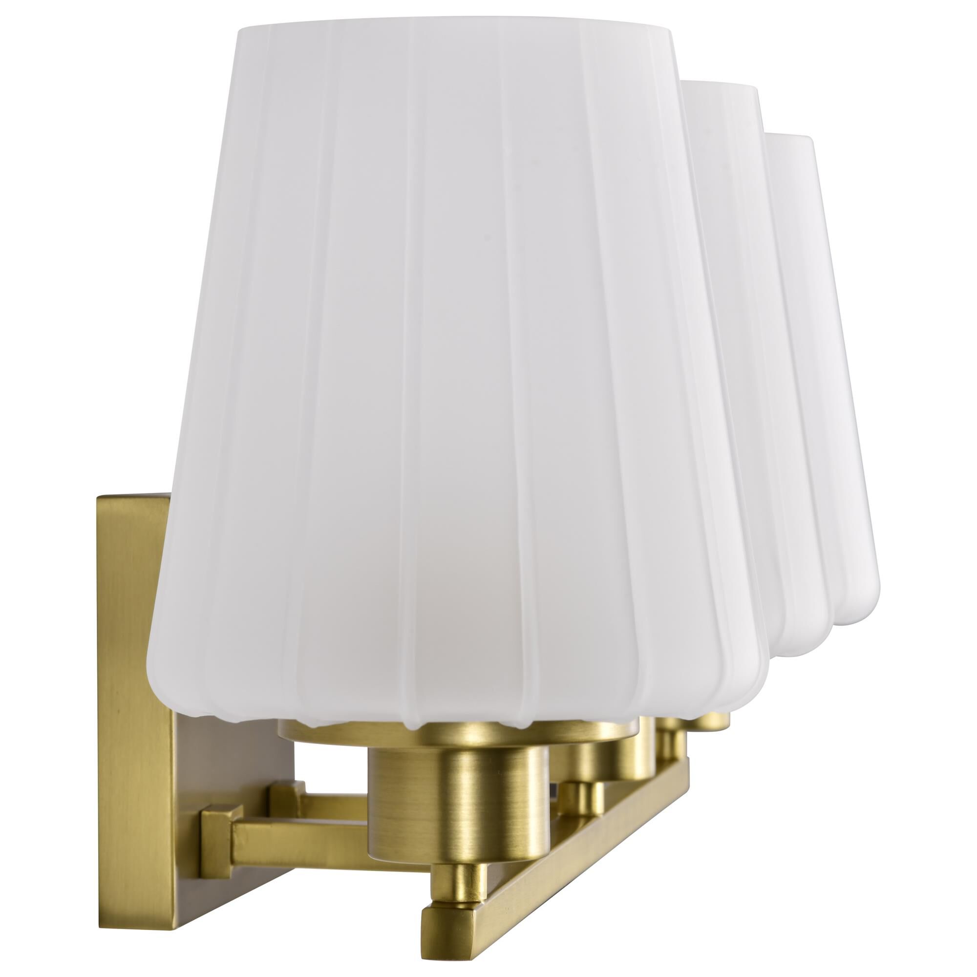 Shown in Vintage Brass finish and Etched White glass