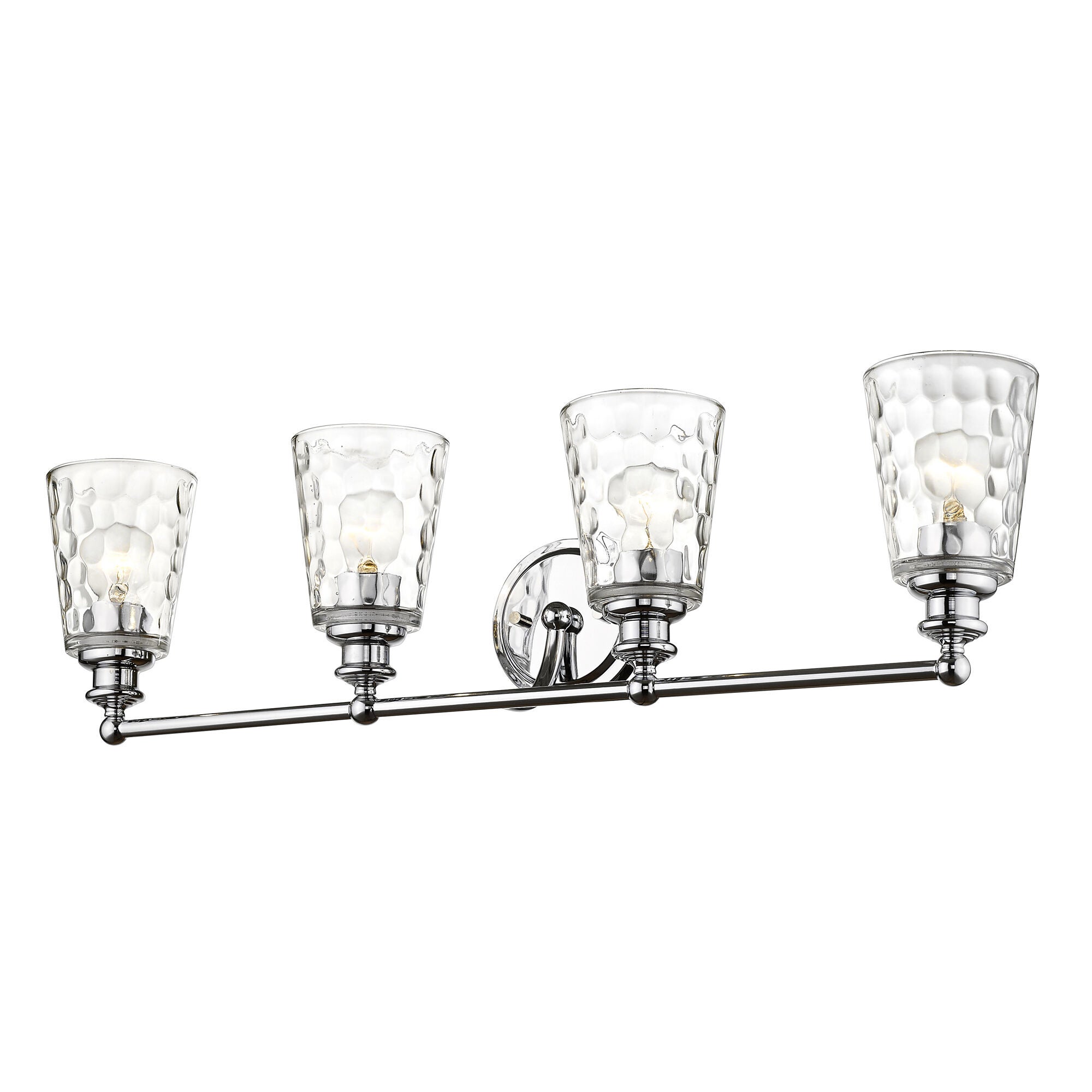 Shown in Chrome finish and Clear glass and Clear, Optic Cone Shaped Glass shade