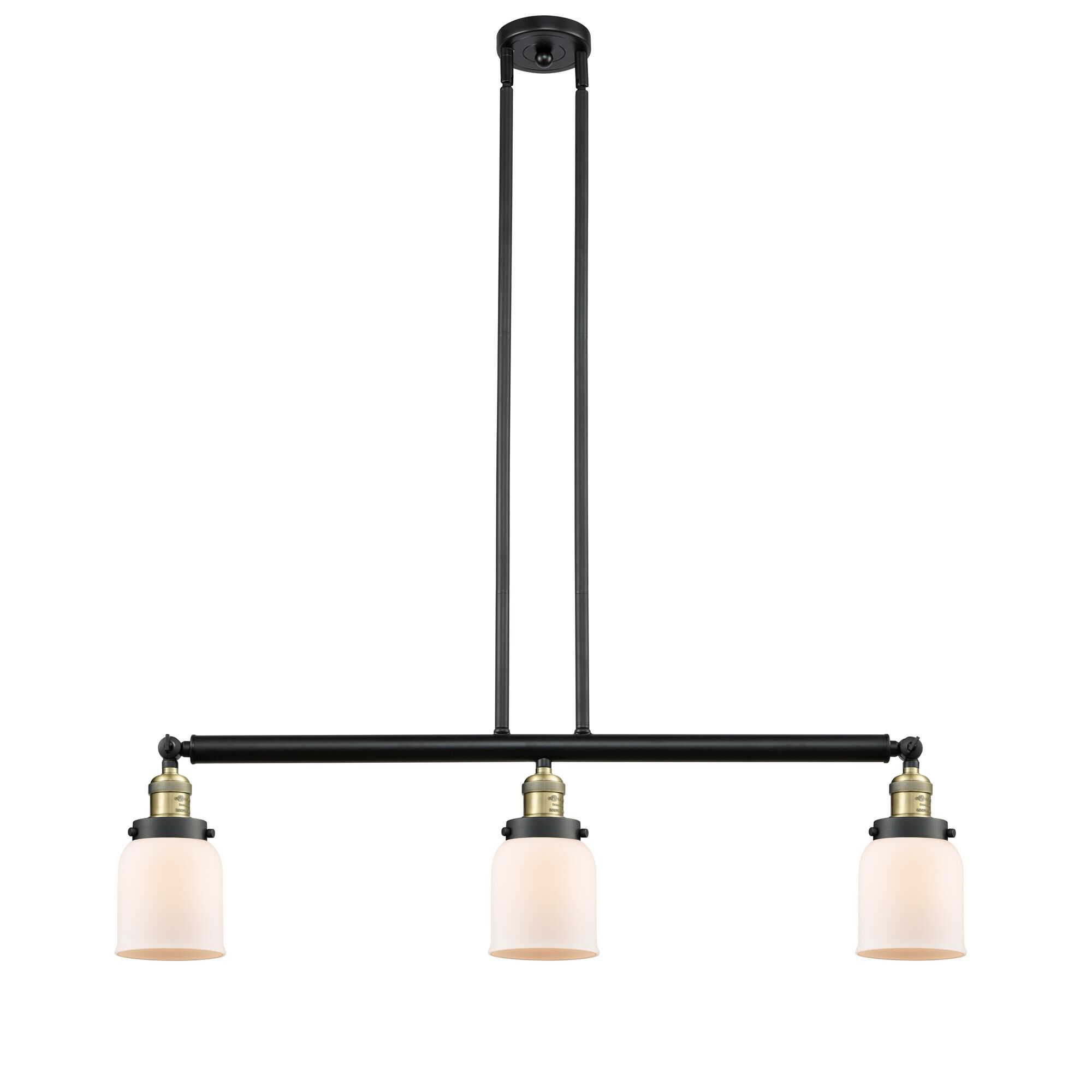Shown in Black Antique Brass finish and Matte White Cased glass