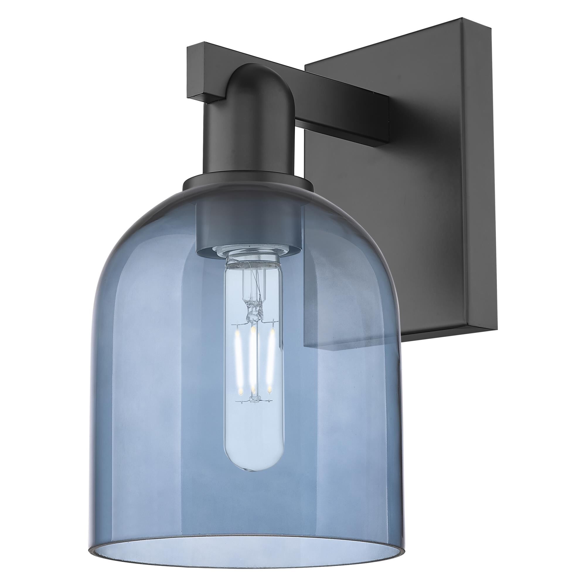 Shown in Matte Black finish and Blue glass