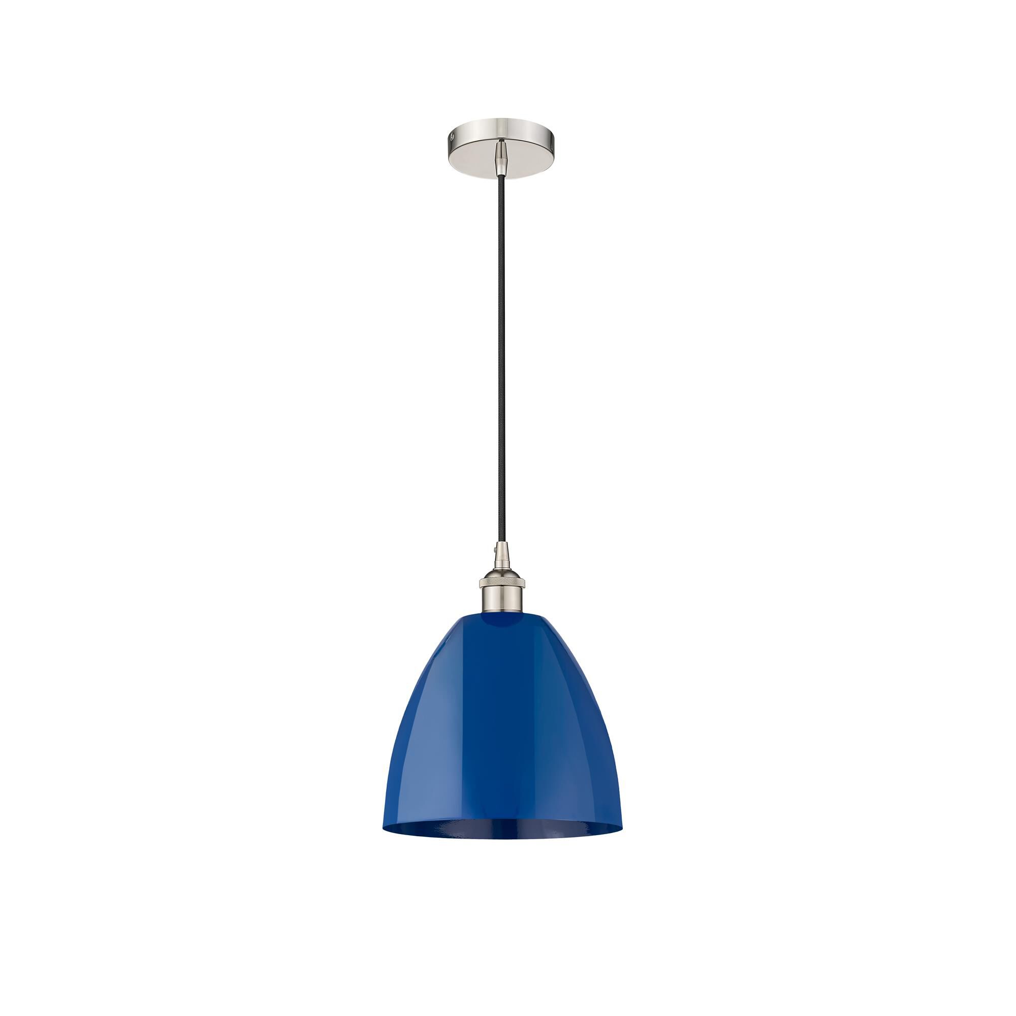 Shown in Polished Nickel finish and Blue Dome shade