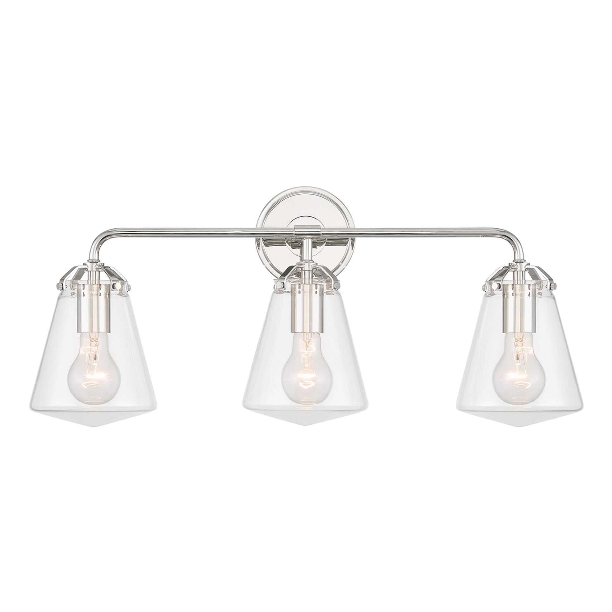 Shown in Polished Nickel finish and Clear glass