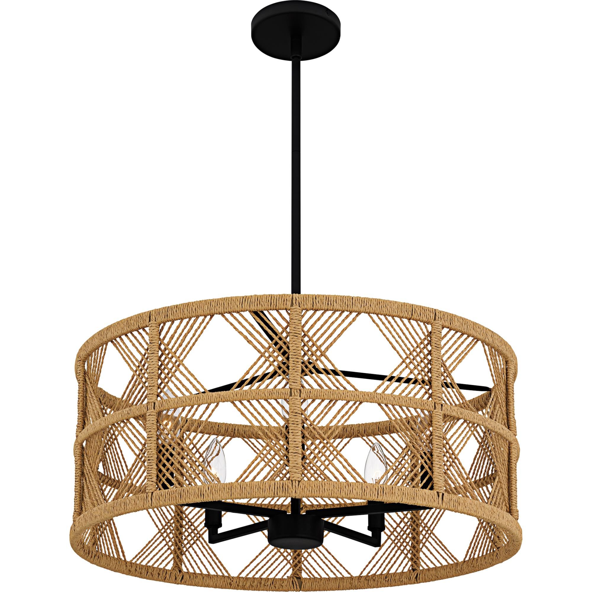 Shown in Matte Black finish and Natural Rope shade