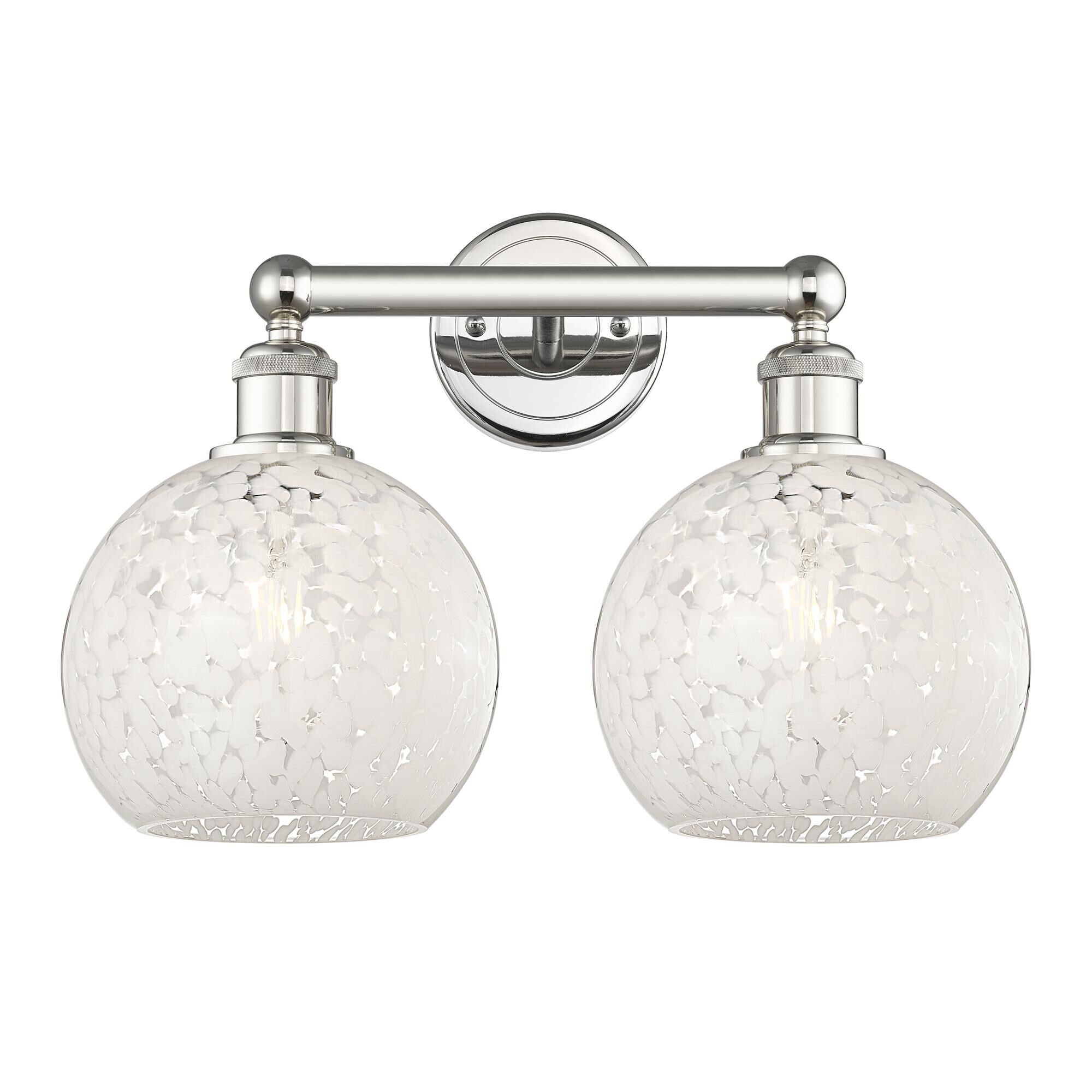 Shown in Polished Nickel finish and White Mouchette glass