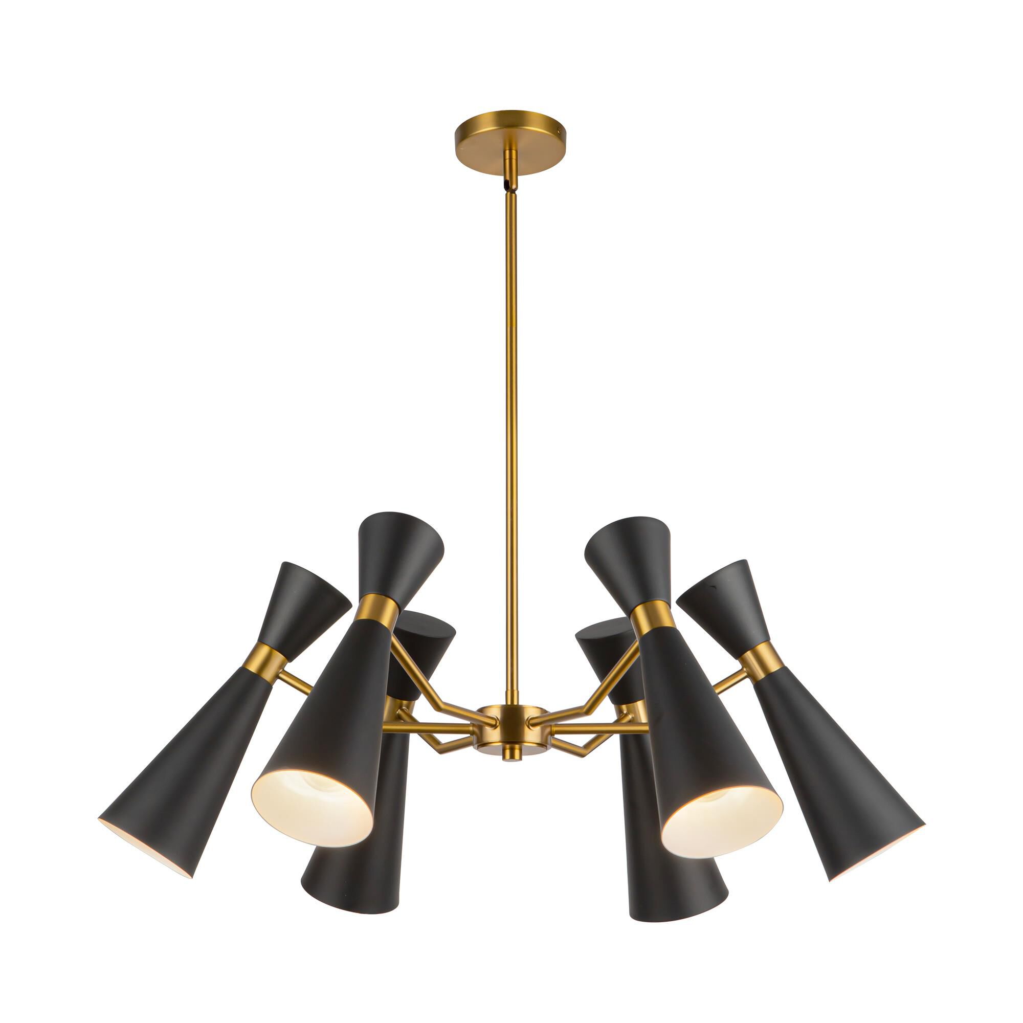 Shown in Matte Black and Aged Gold finish and Steel shade