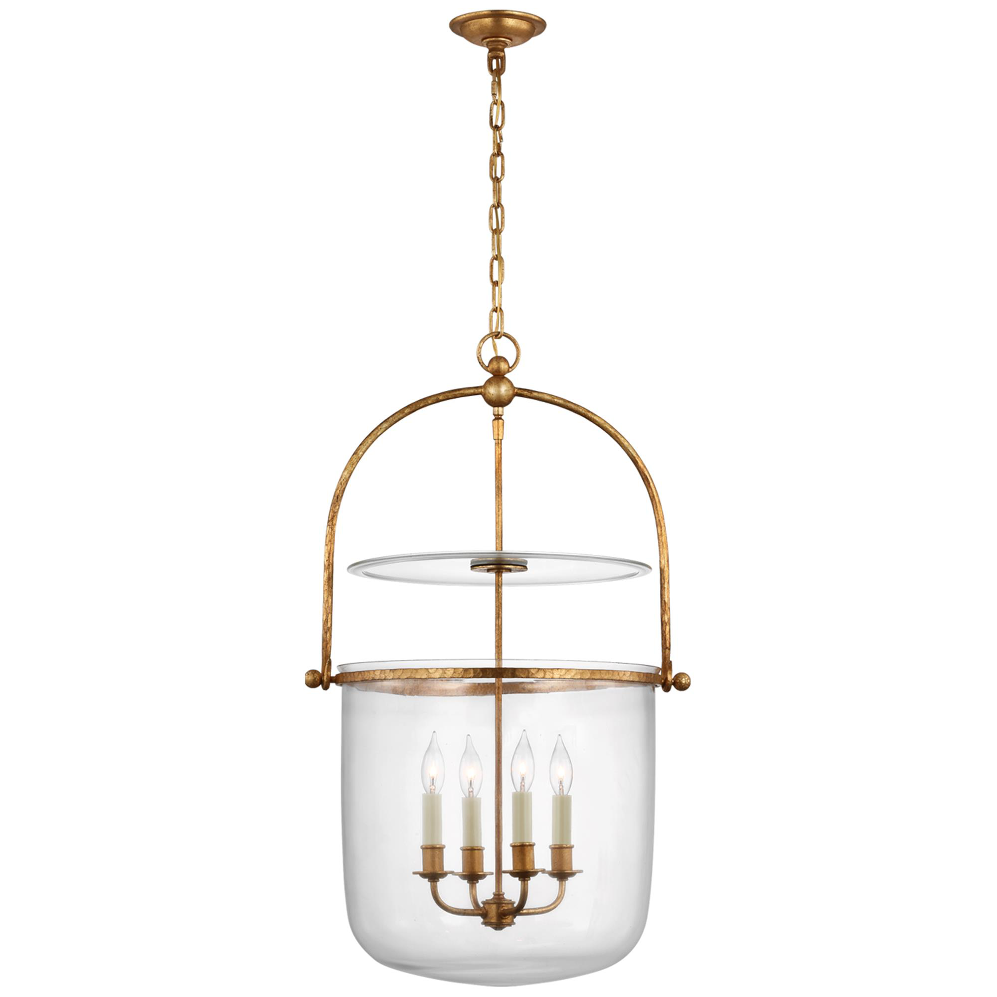 Shown in Gilded Iron finish and Clear glass
