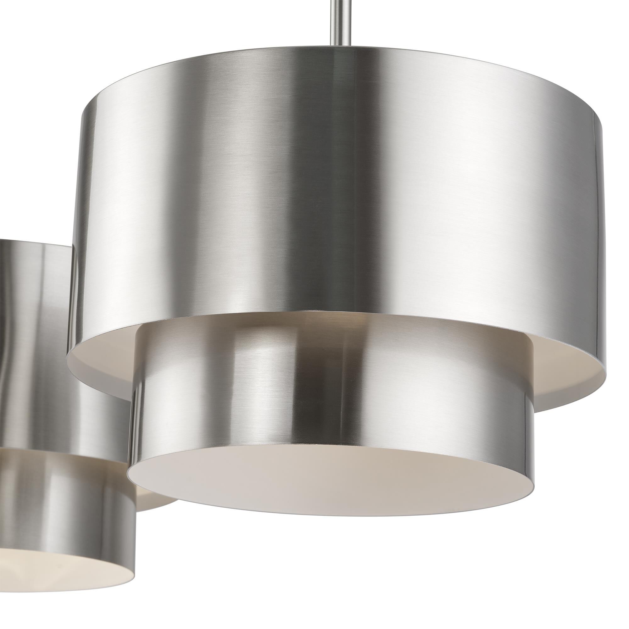 Shown in Brushed Nickel finish and Brushed Nickel Steel with Shiny White Inside shade