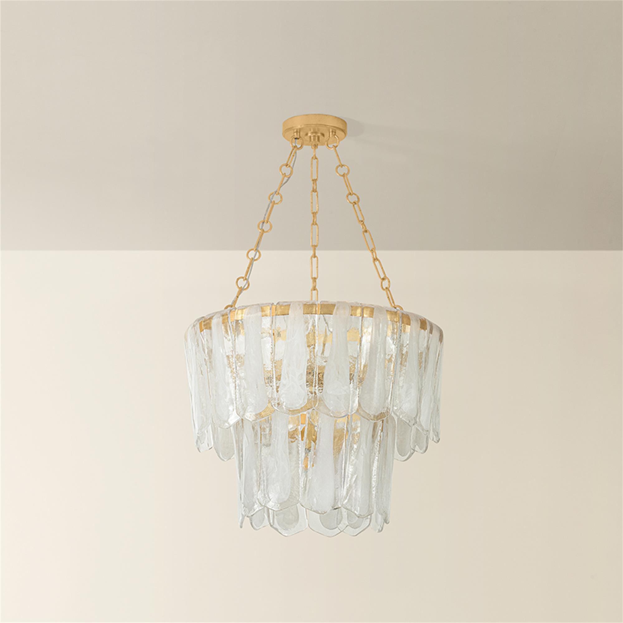 Shown in Vintage Gold Leaf finish and Piastre shade