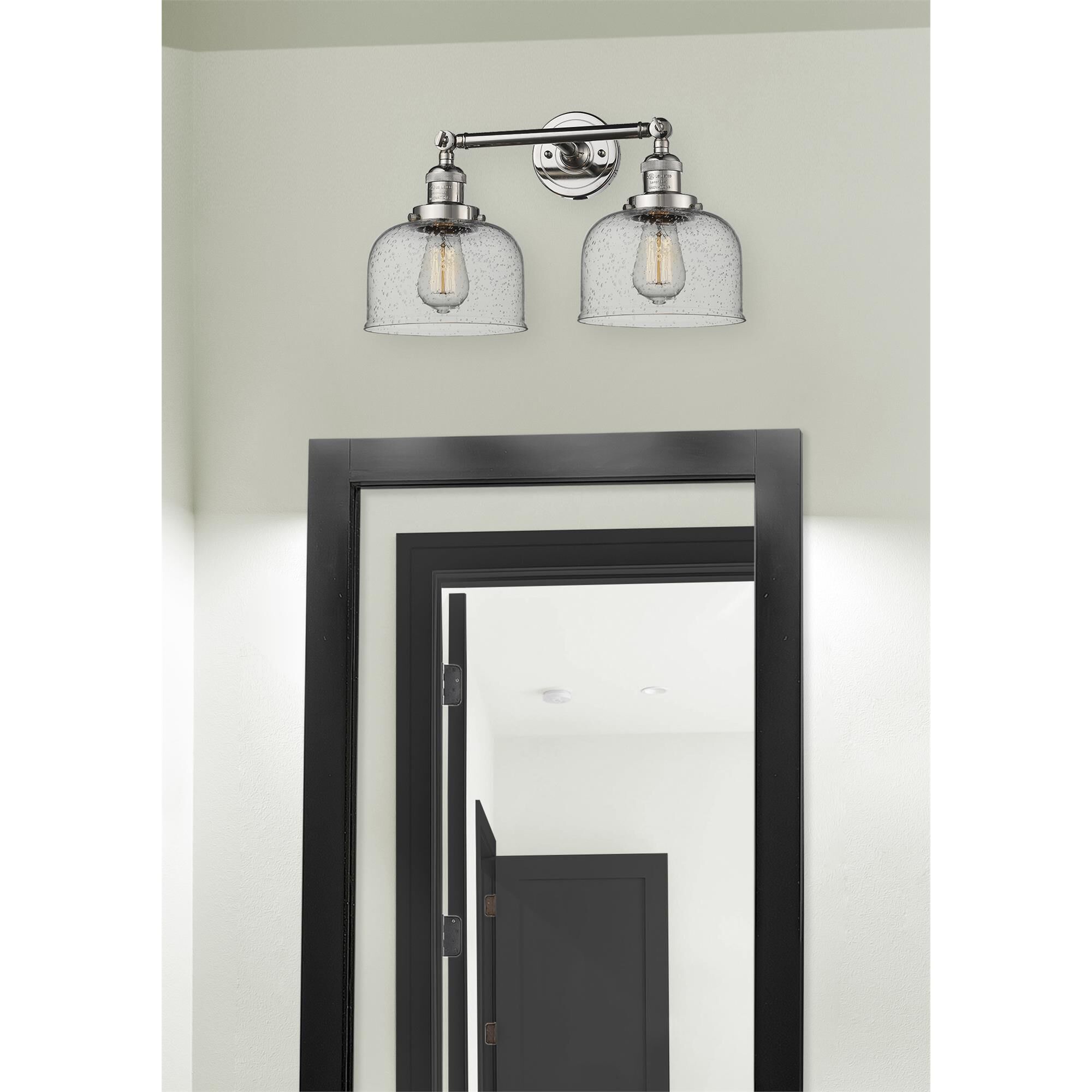 Shown in Polished Nickel finish and Seedy glass