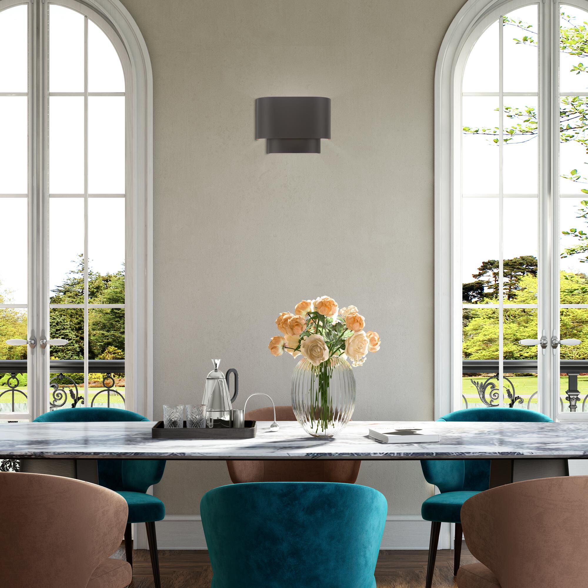 Shown in English Bronze finish and English Bronze Metal with Gold Inside shade