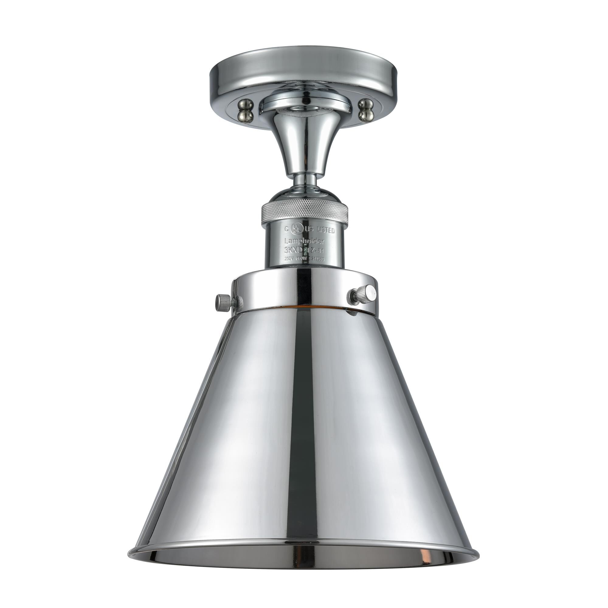Shown in Polished Chrome finish and Metal - Polished Chrome - Cone shade