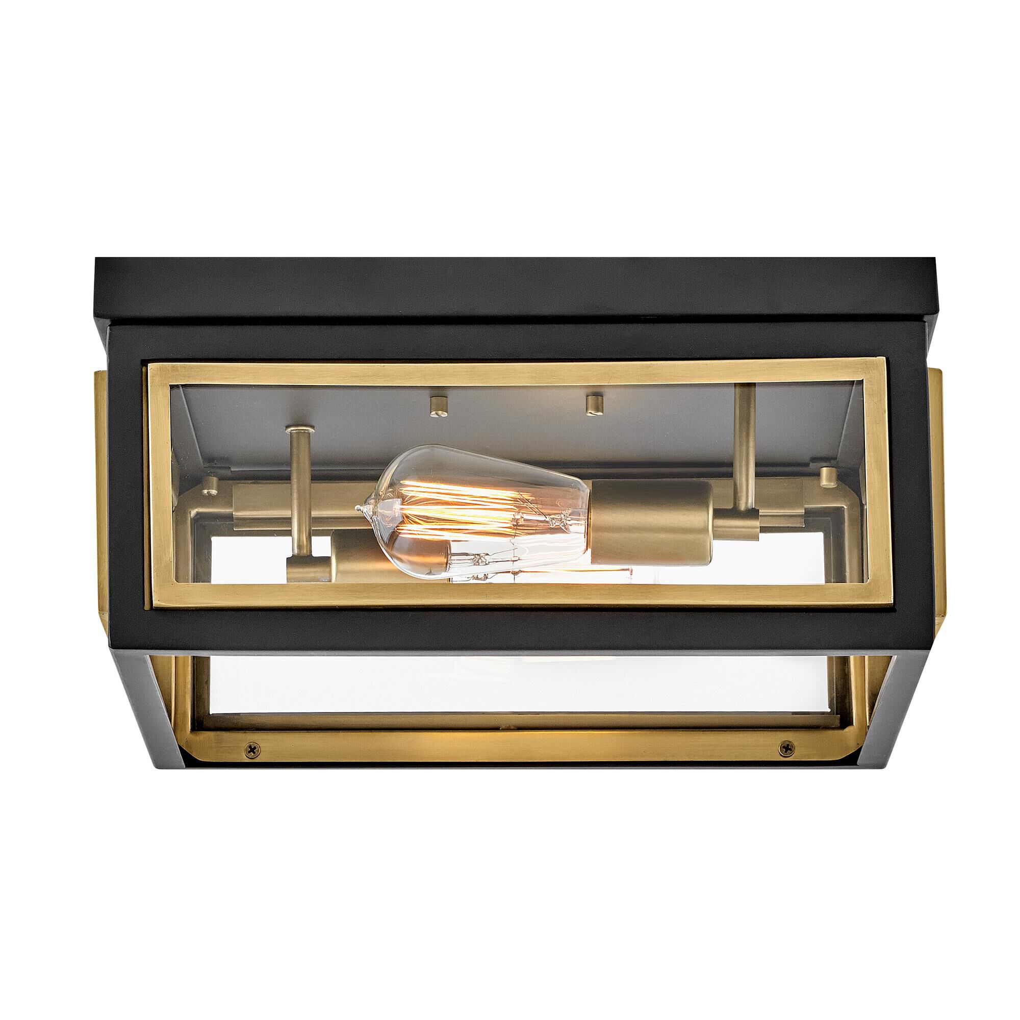 Shown in Black with Heritage Brass Accents finish and Clear glass