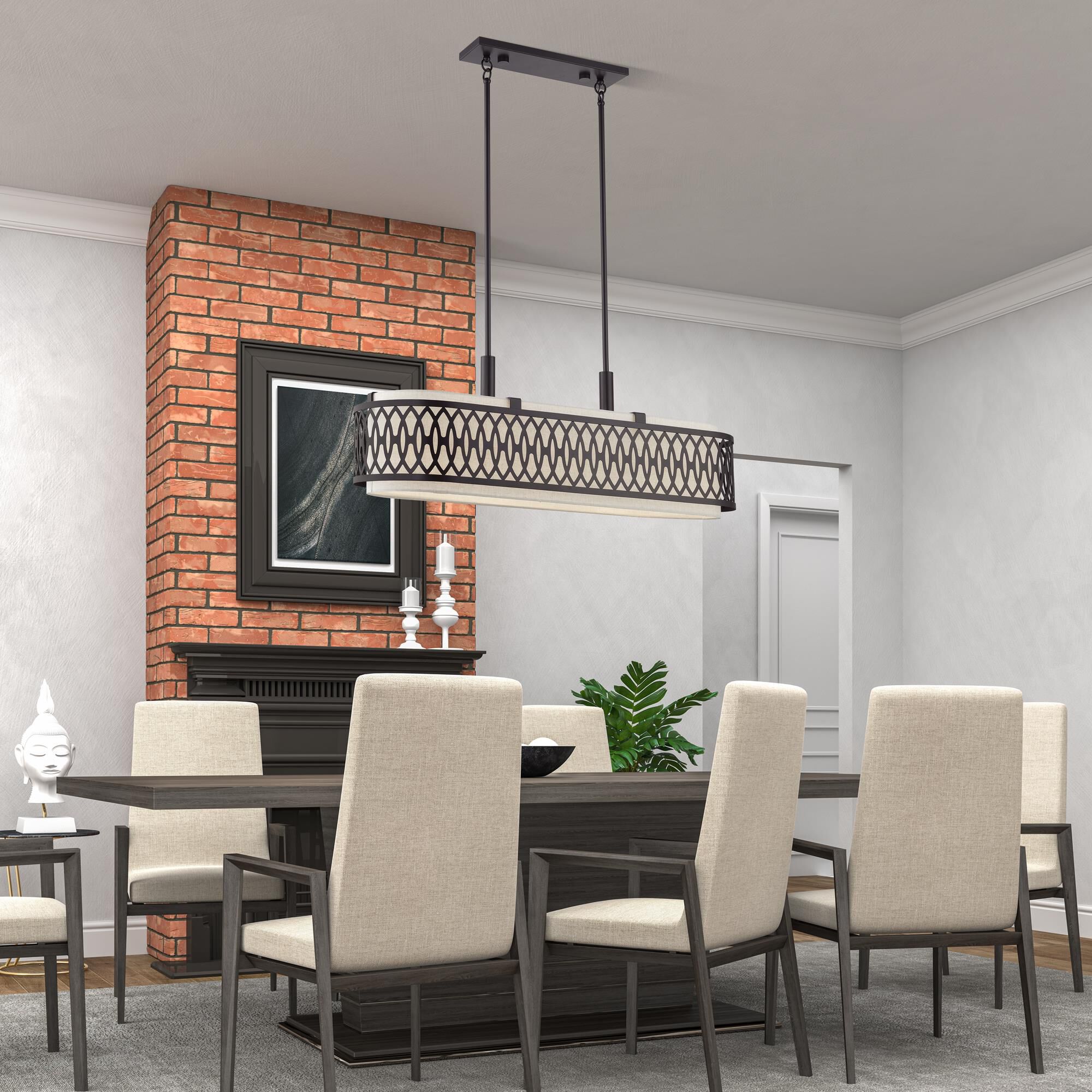 Shown in English Bronze finish and Hand Crafted Oatmeal Color Hardback shade