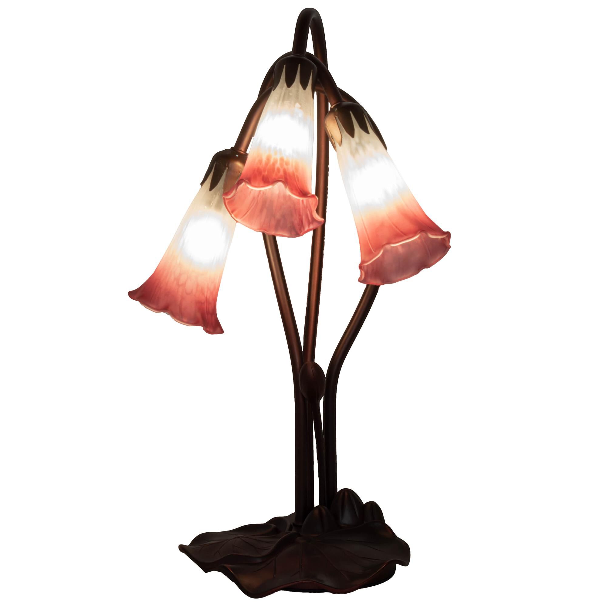 Pink And White Pond Lily 16 Inch Accent Lamp by Meyda Lighting