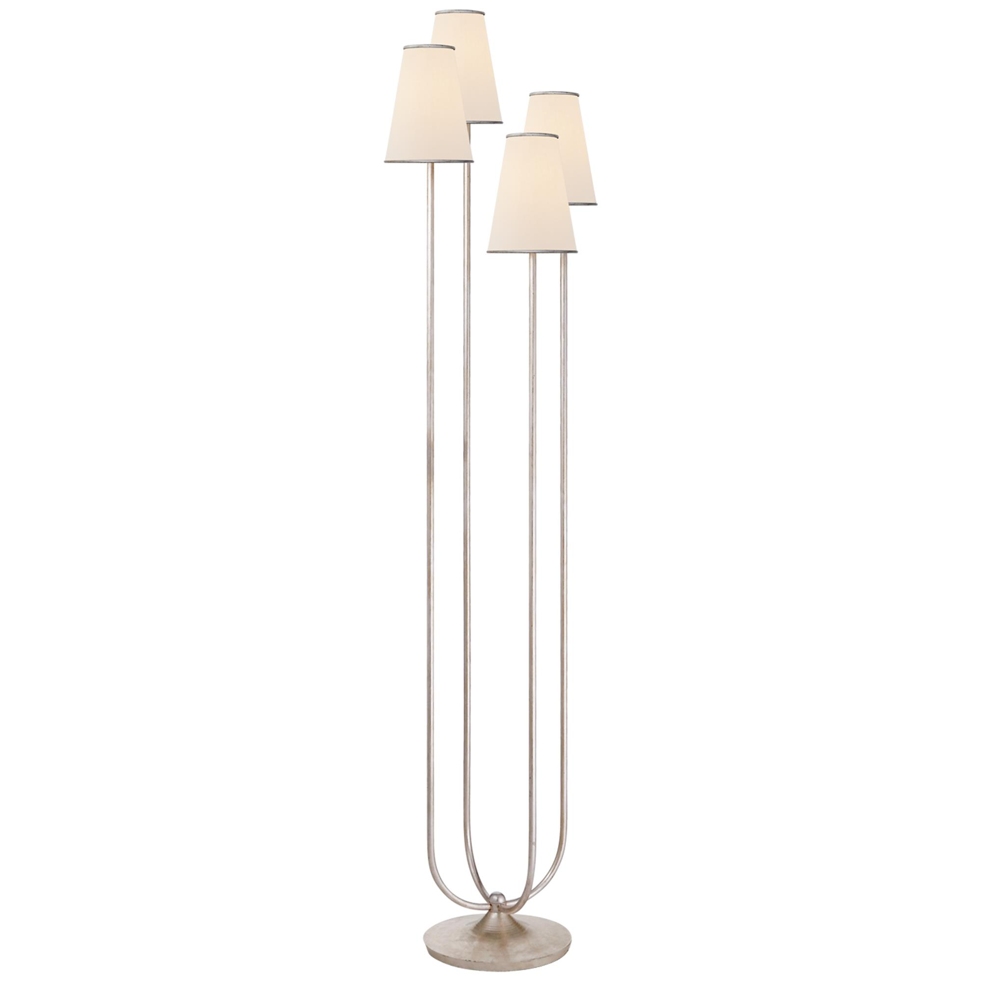 Shown in Burnished Silver Leaf finish and Linen shade